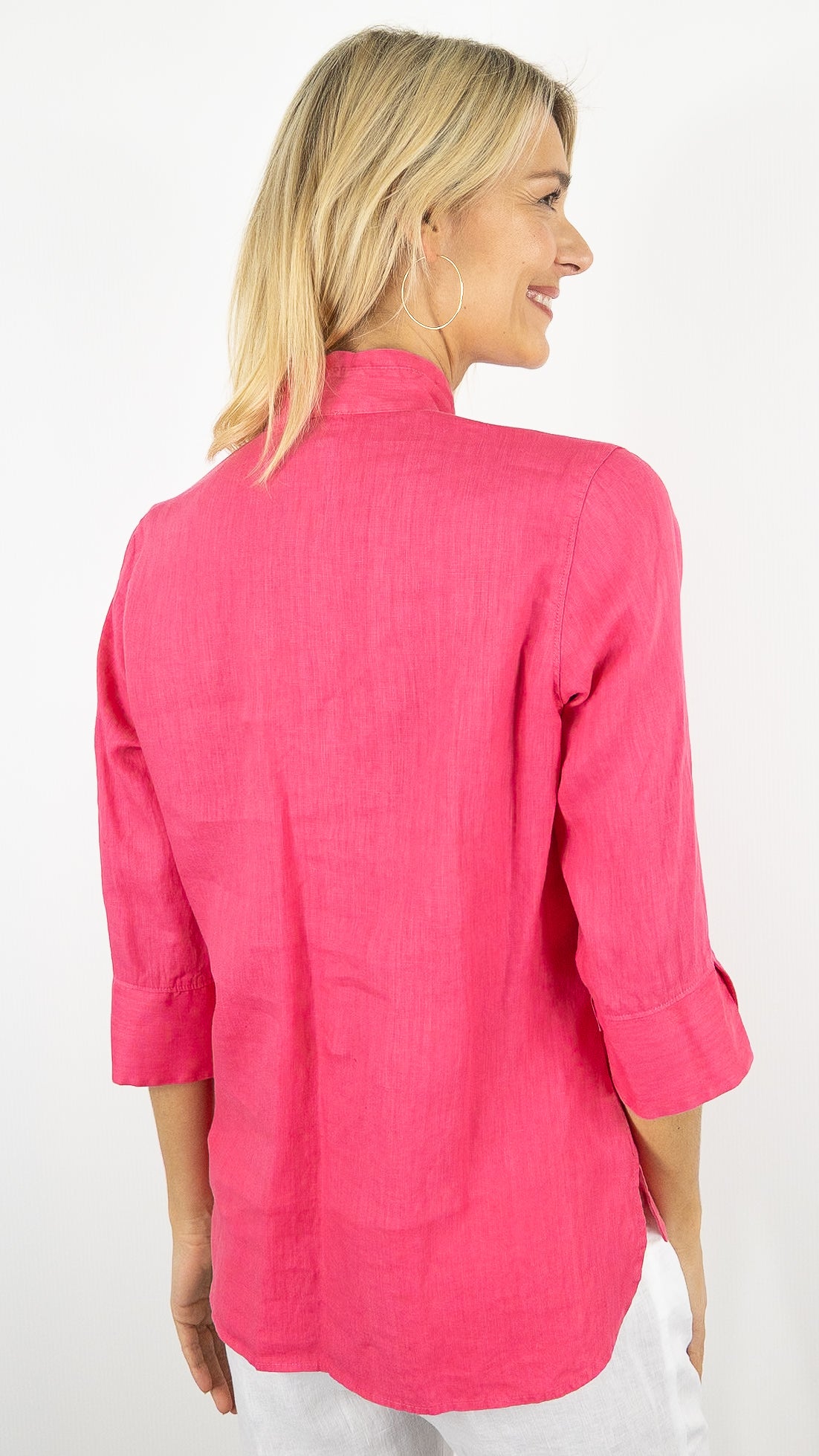 BLOUSE EN LIN  ROSSO 35 N1893B/8000#COLOR_772/FUSHIA