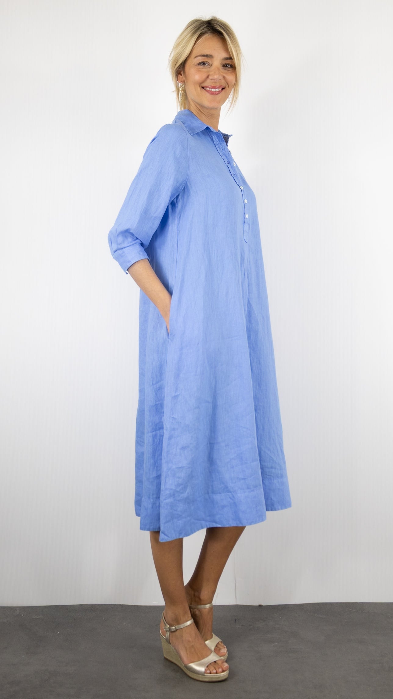 Robe en lin ROSSO 35 #COLOR_764/bleu
