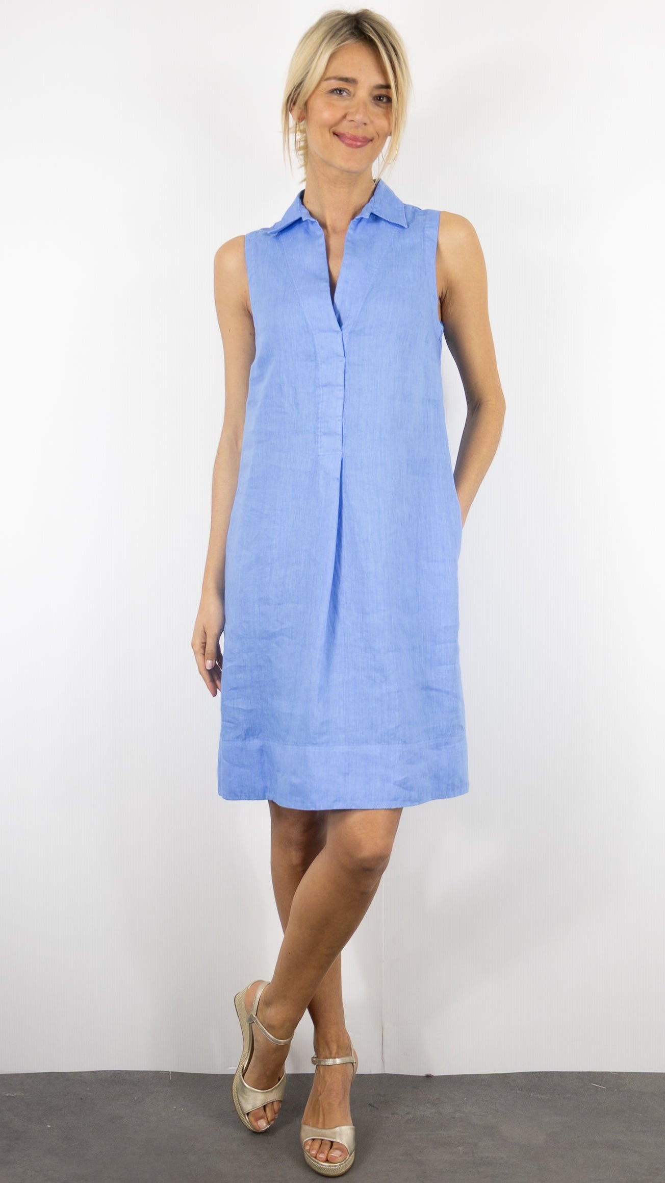 Robe en lin sans manches ROSSO 35 #COLOR_764/bleu