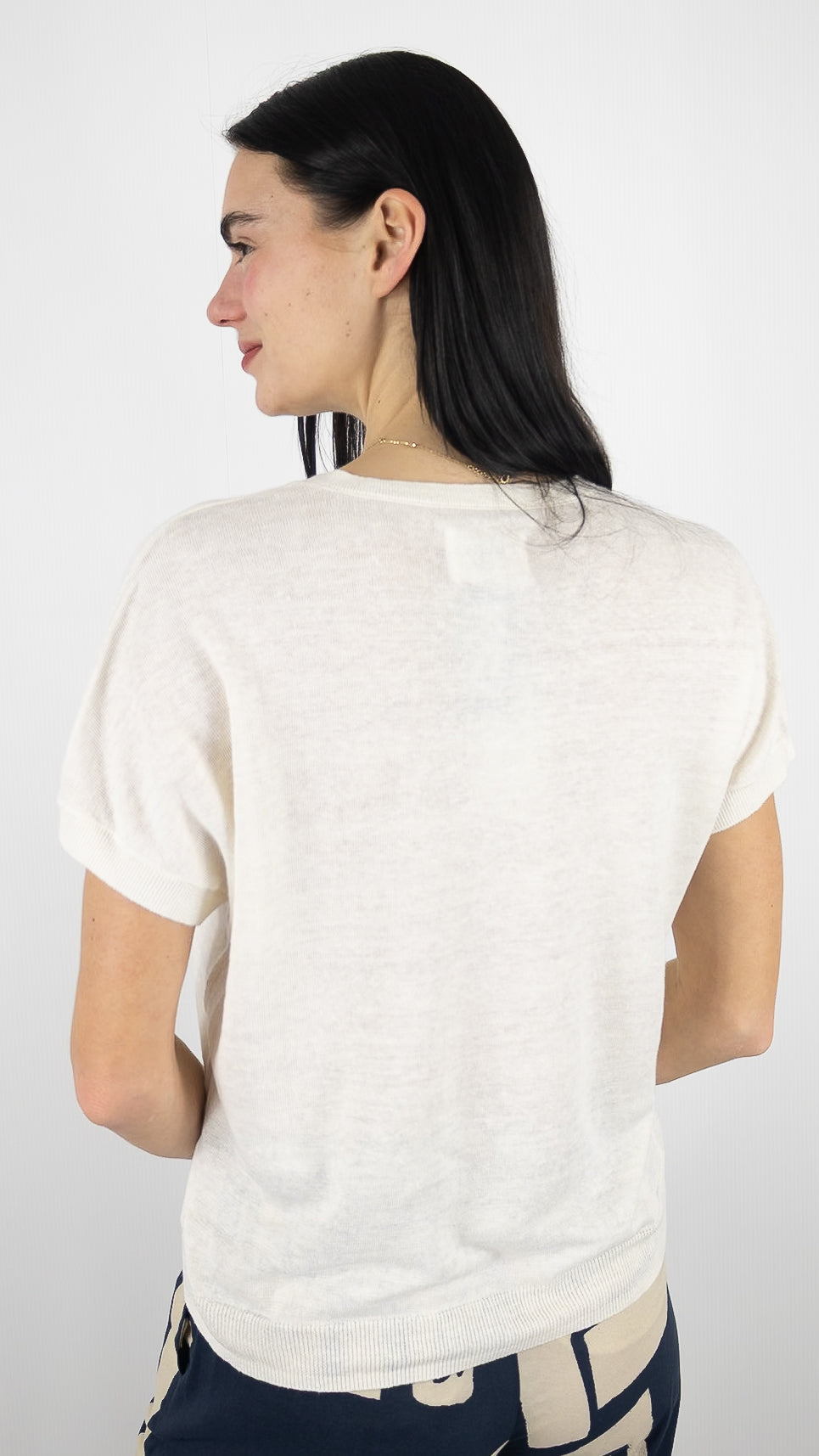 PULL V MANCHES COURTES EN LIN CREME DES PETITS HAUTS BRISE
