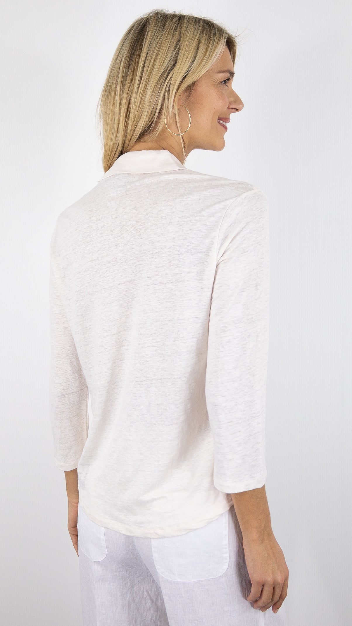TEE-SHIRT POLO EN LIN  MAJESTIC M011/FCH079#COLOR_104/CREAM