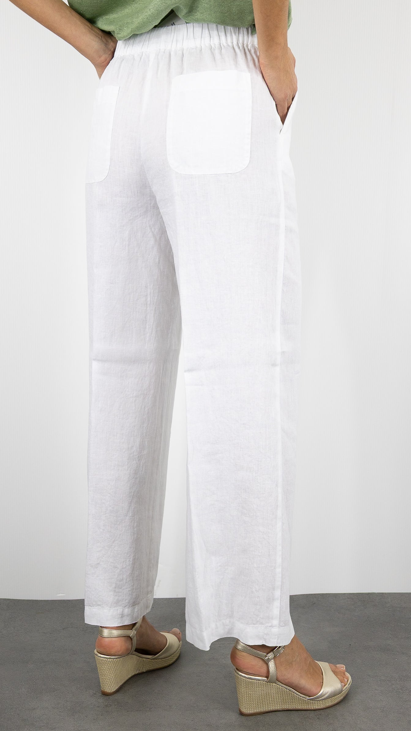 PANTALON large en lin pour femme ROSSO 35 N1774PA/8000#COLOR_701/BLANC