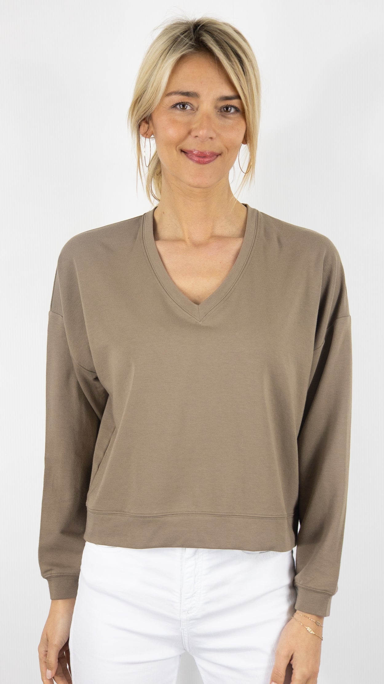 SWEAT EN COTON PIMA CAPPUCINO TAUPE ANONYM ADELE