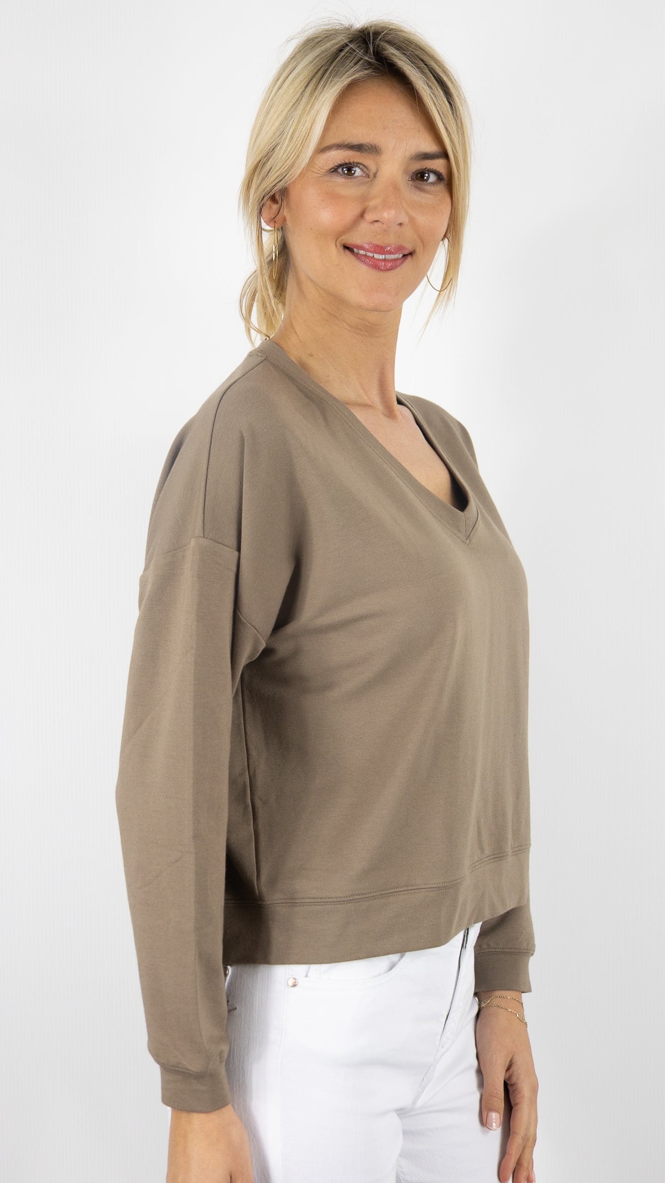 SWEAT EN COTON PIMA CAPPUCINO TAUPE ANONYM ADELE