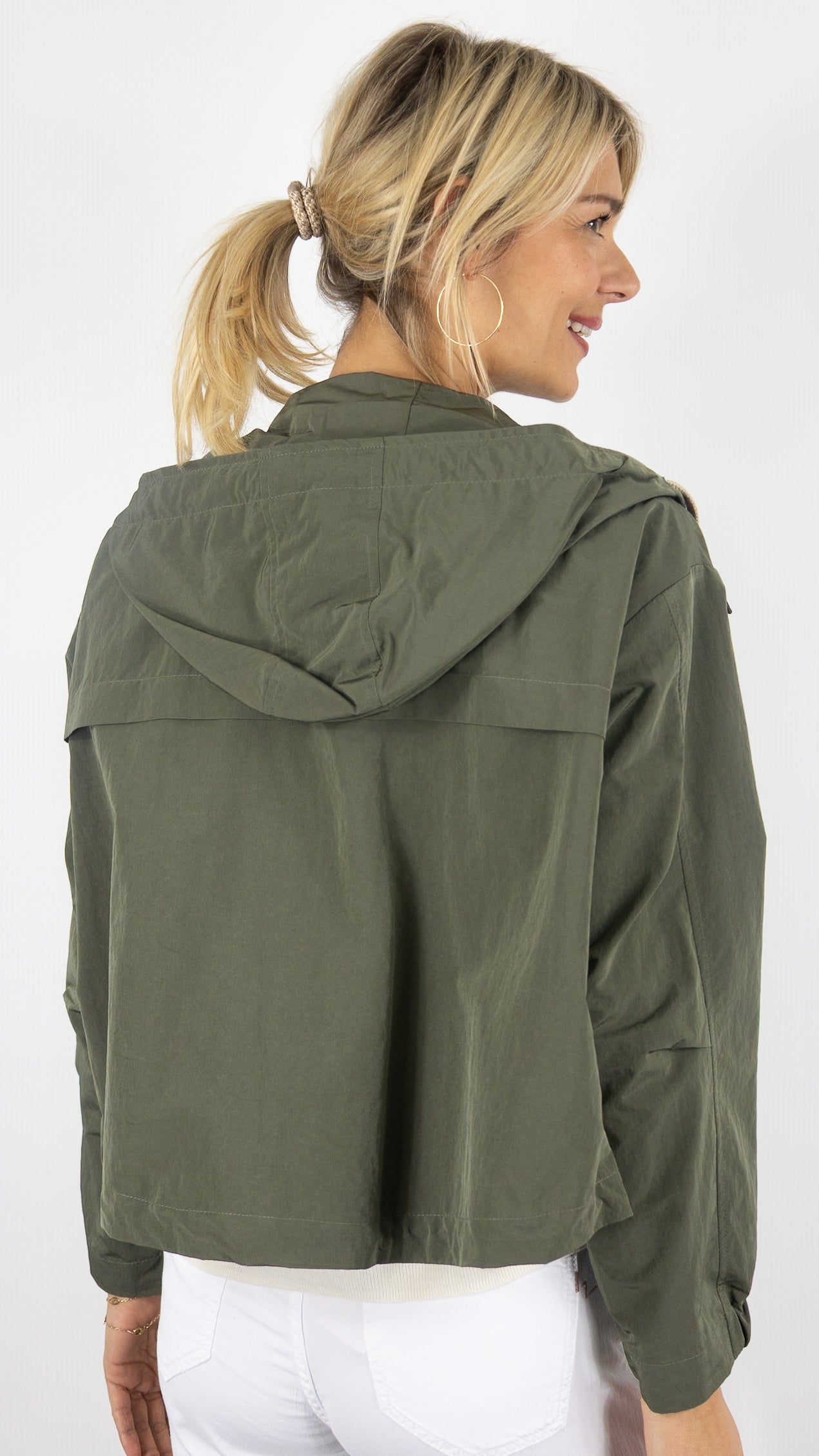 BLOUSON COURT A CAPUCHE KAKI FEMME TRENCH AND COAT SUREAU 1/A8TA#COLOR_30/KAKI