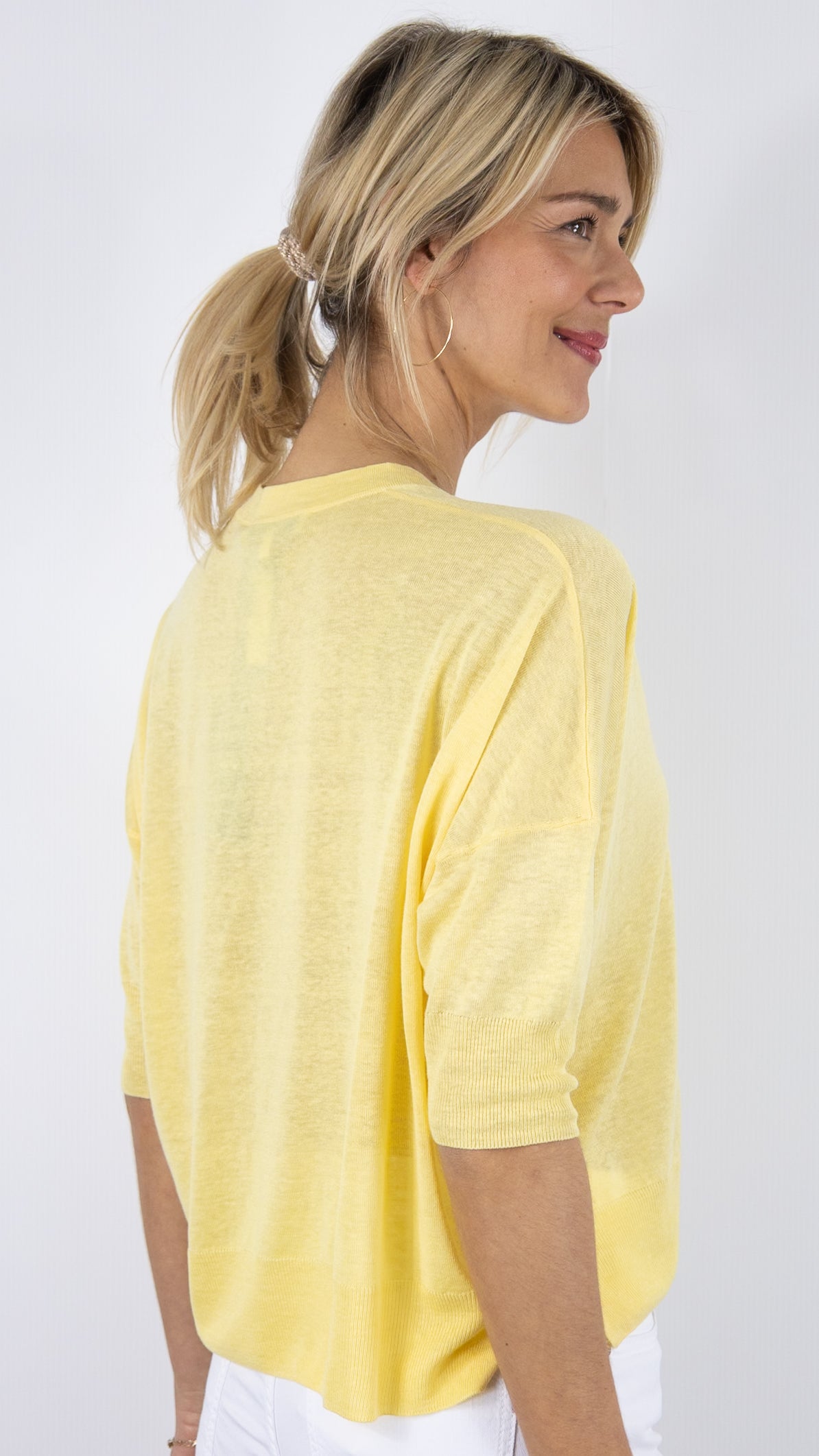 PULL OVERSIZE EN SOIE ET LIN ESTHEME F2483EG#COLOR_25008/MAIS JAUNE