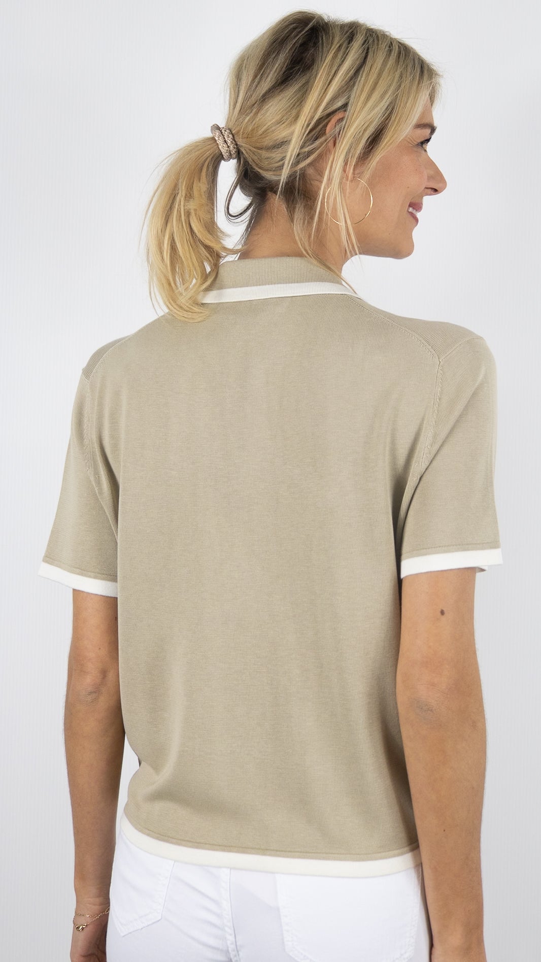 GILET POLO EN SOIE TAUPE ESTHEME F2613S