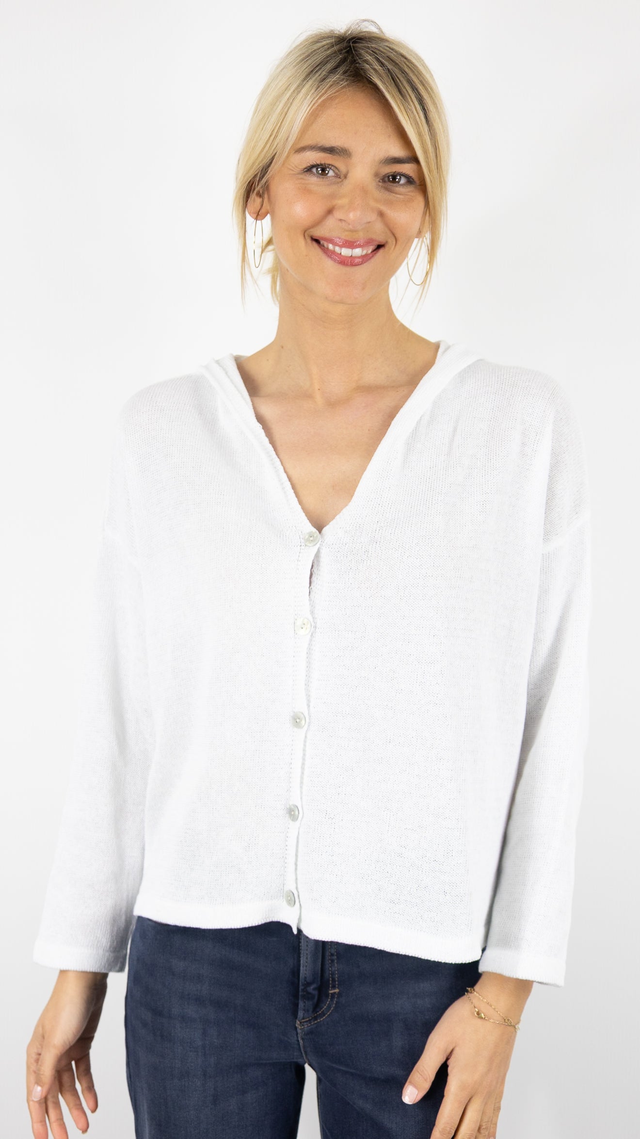 GILET A CAPUCHE EN COTON ALEXANDRE LAURENT M8222#COLOR_BLANC