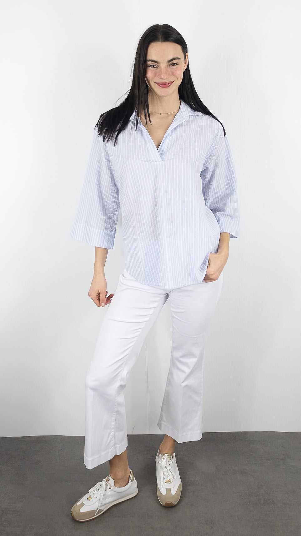 CHEMISE AMPLE EN COTON RAYEE CIEL  HARTFORD COLA S