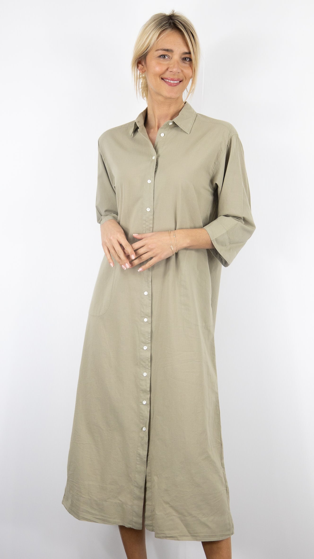 ROBE CHEMISE LONGUE EN COTON SAFARI KAKI HARTFORD REFLEXION
