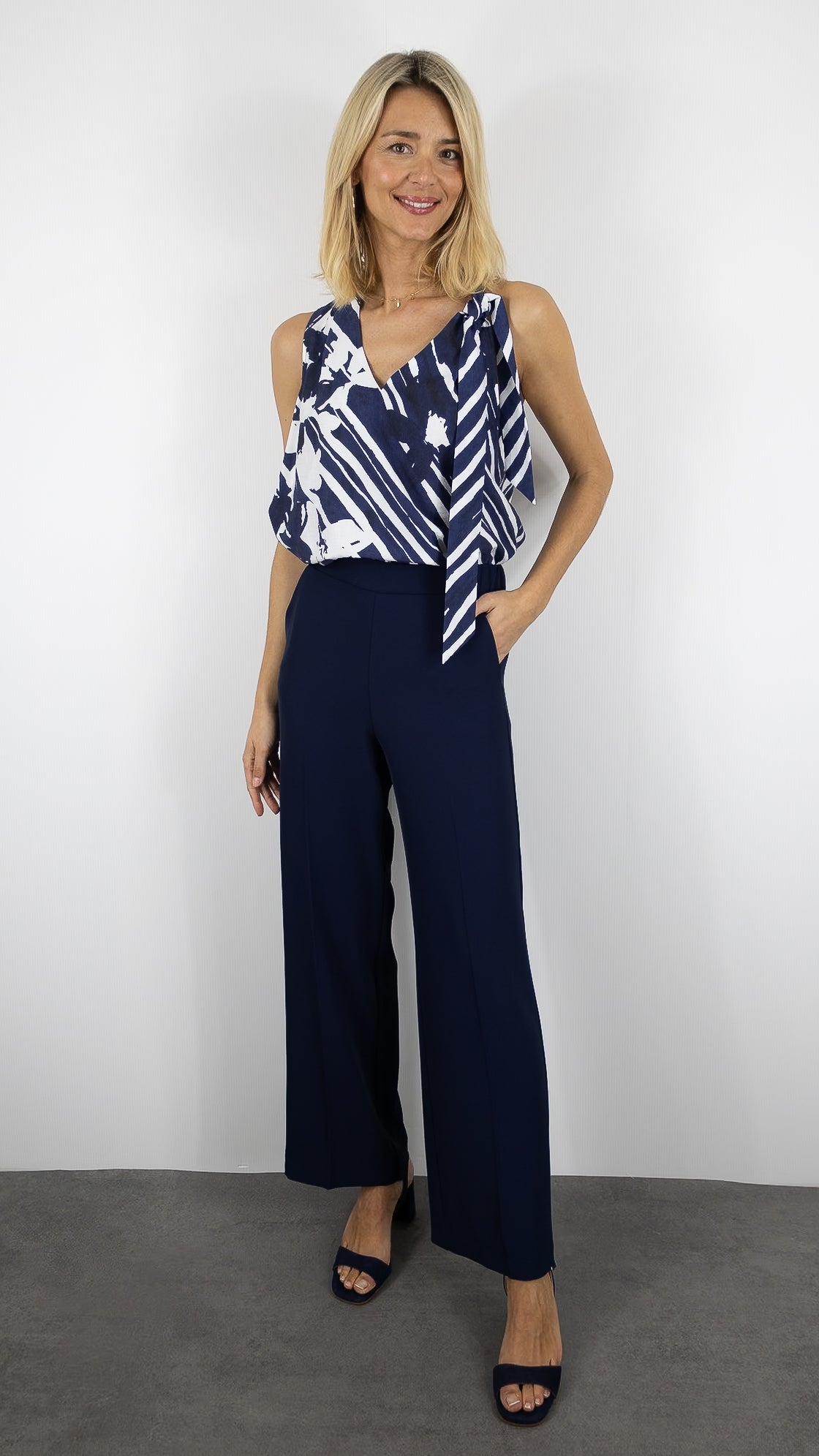 PANTALON LARGE HABILLE DOS ELASTIQUE IMPERIAM#color_1650/MARINE