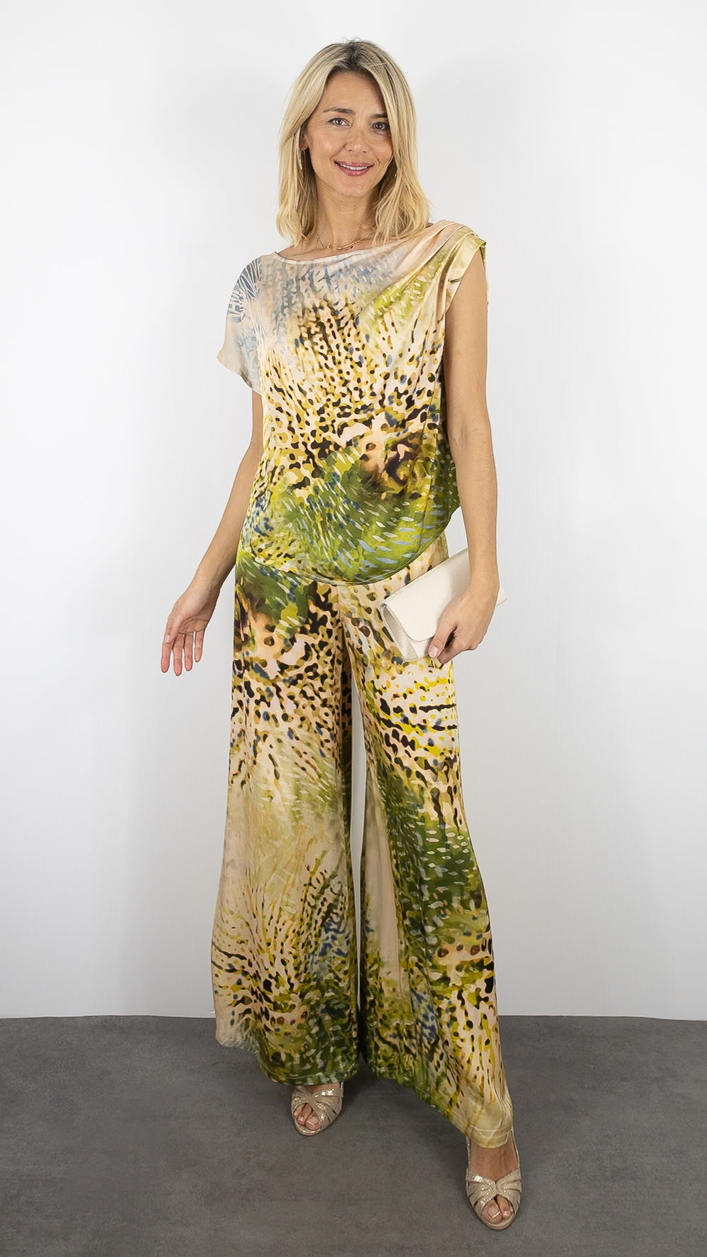 PANTALON FLUIDE IMPRIME KAKI CAROLINE BISS 1545