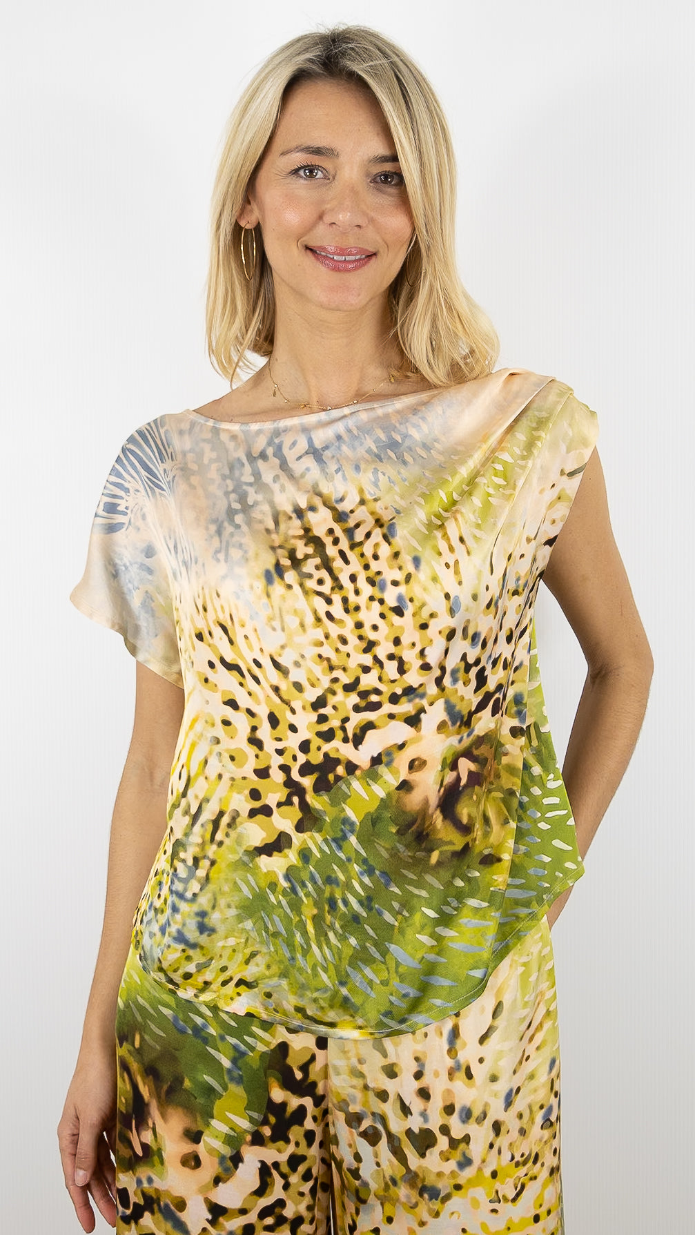 TOP FLUIDE IMPRIME KAKI CAROLINE BISS 1669