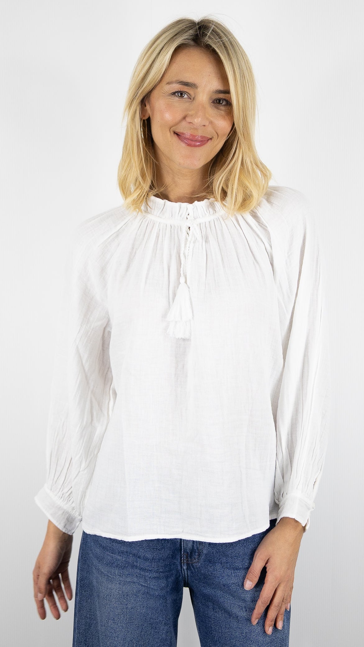 BLOUSE EN GAZE DE COTON ECRUE POUR FEMME LA PETITE ETOILE BRISKA 