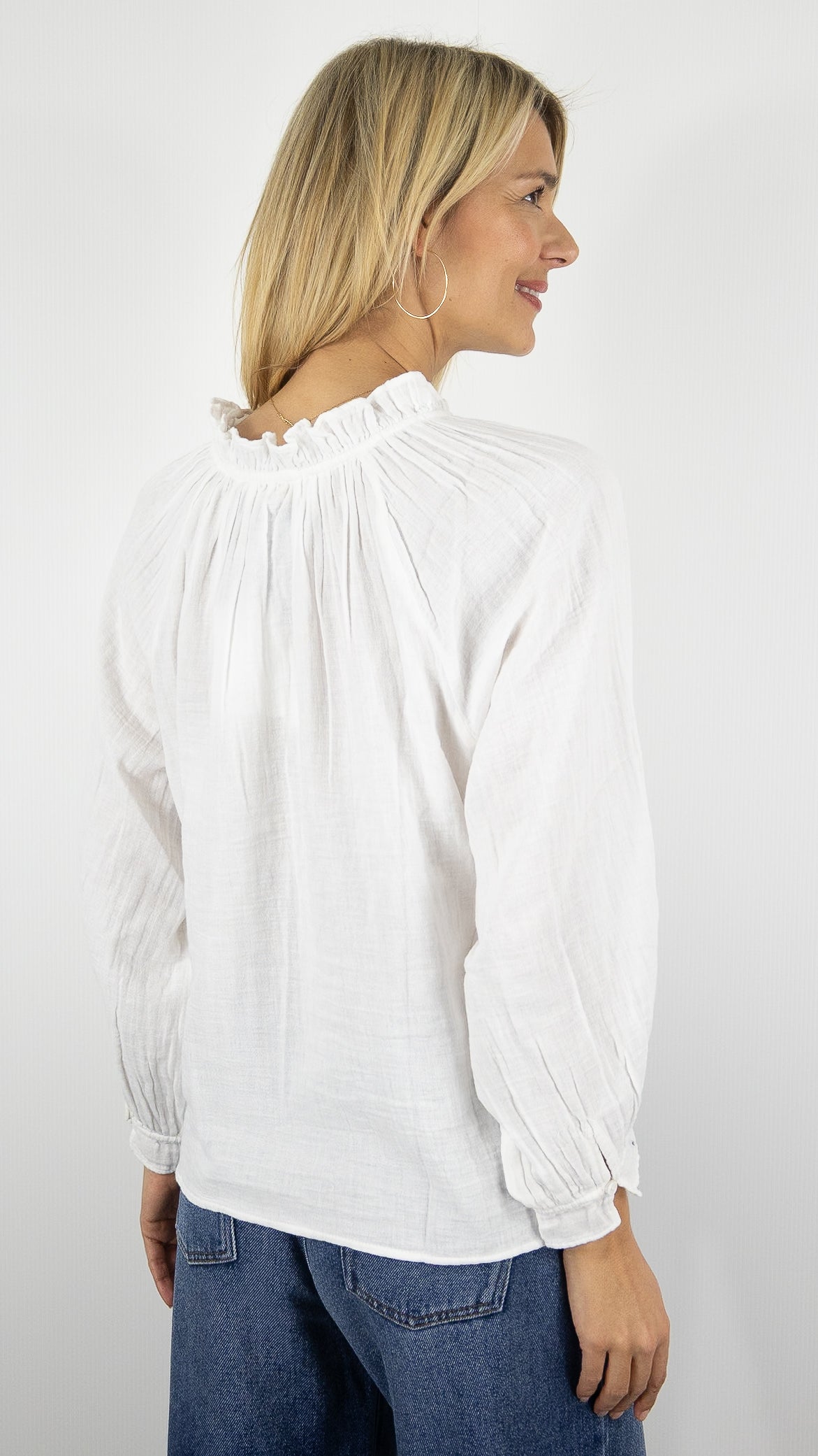 BLOUSE EN GAZE DE COTON ECRUE POUR FEMME LA PETITE ETOILE BRISKA 