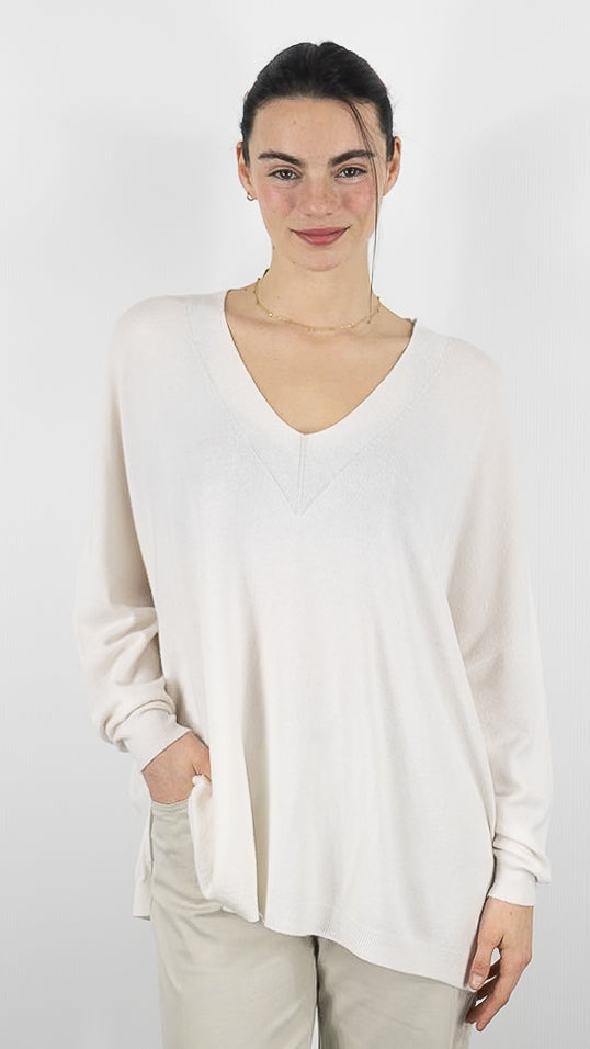 PULL OVERSIZE POUR FEMME ALEXANDRE LAURENT C8778#COLOR_ECRU