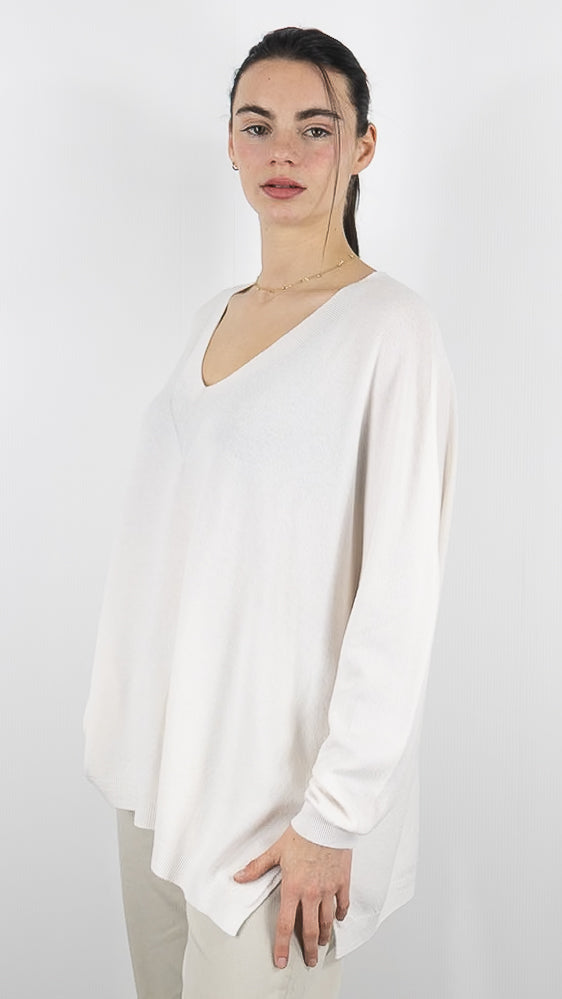 PULL OVERSIZE POUR FEMME ALEXANDRE LAURENT C8778#COLOR_ECRU