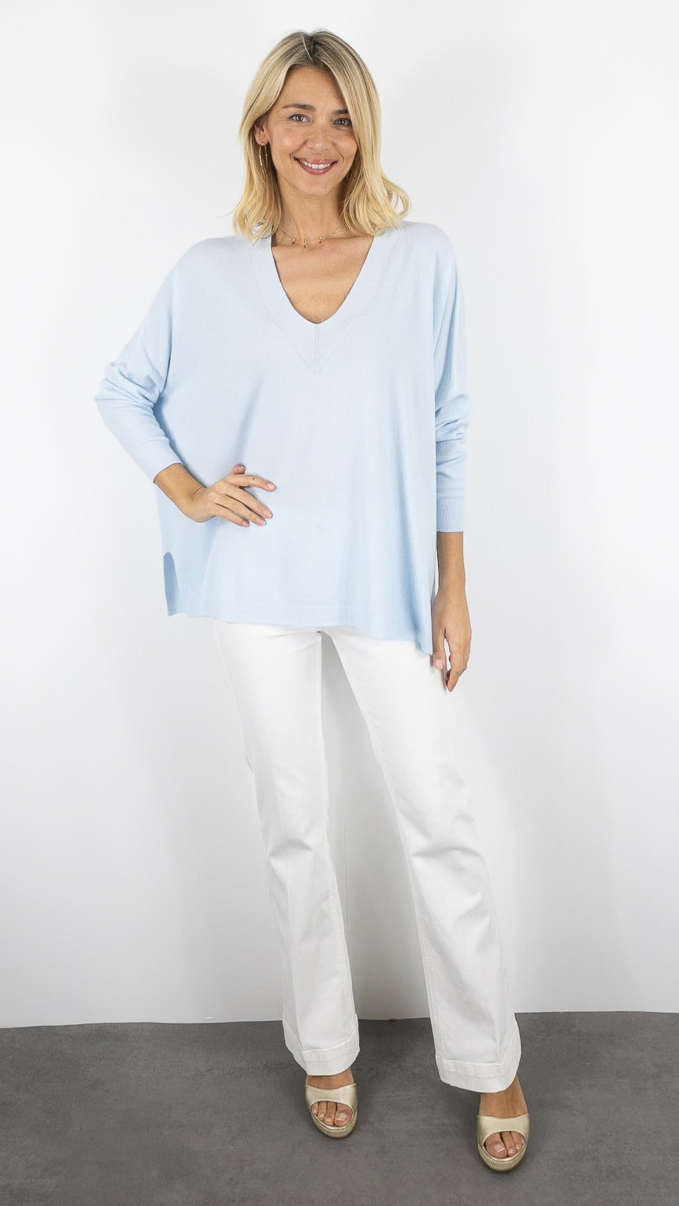 PULL OVERSIZE POUR FEMME ALEXANDRE LAURENT C8778#COLOR_CIEL