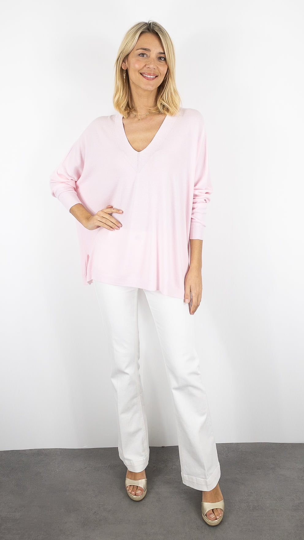 PULL OVERSIZE POUR FEMME ALEXANDRE LAURENT C8778#COLOR_ROSE PALE