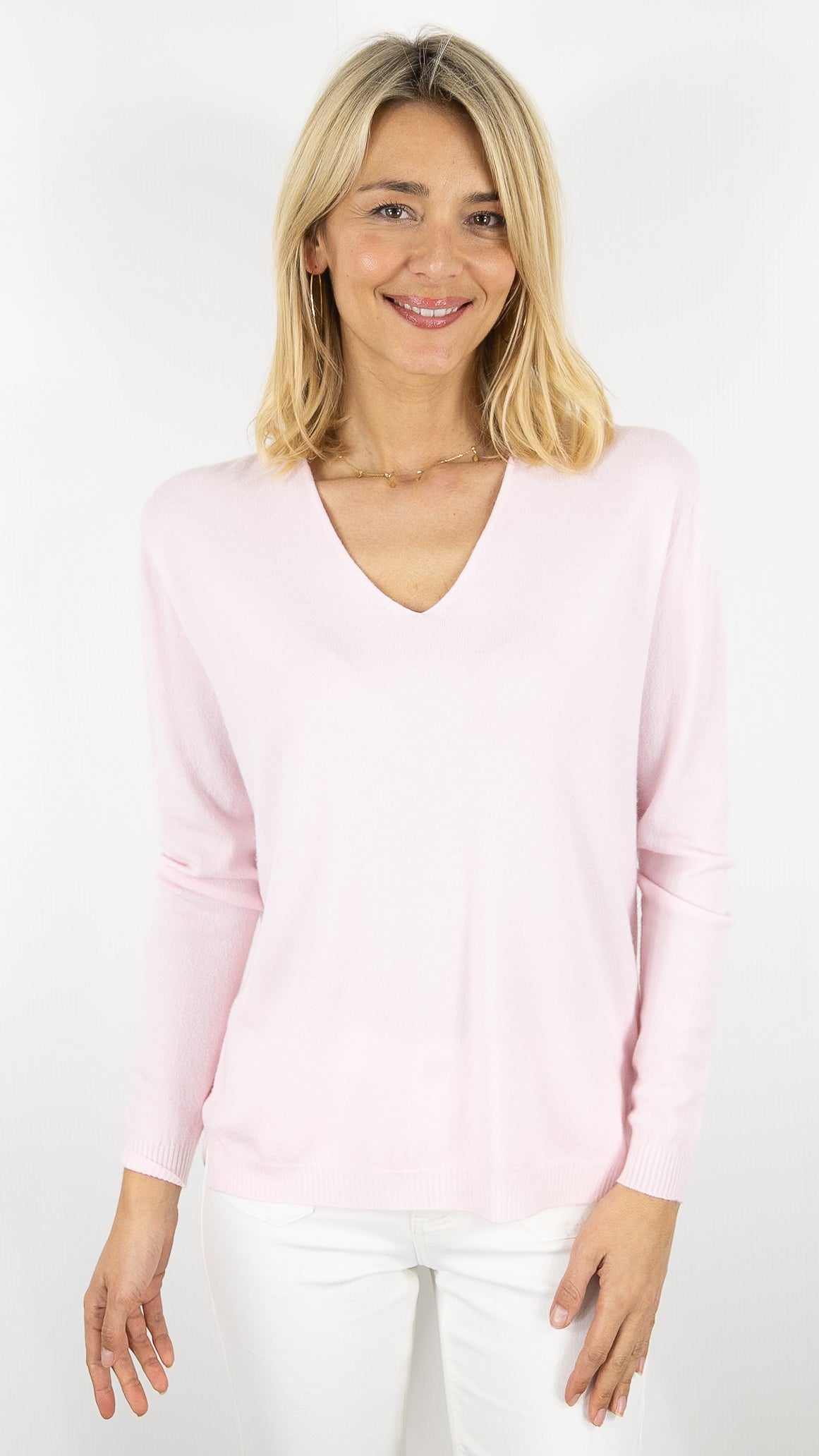 PULL V FEMME ALEXANDRE LAURENT Z8835#COLOR_ROSE PALE