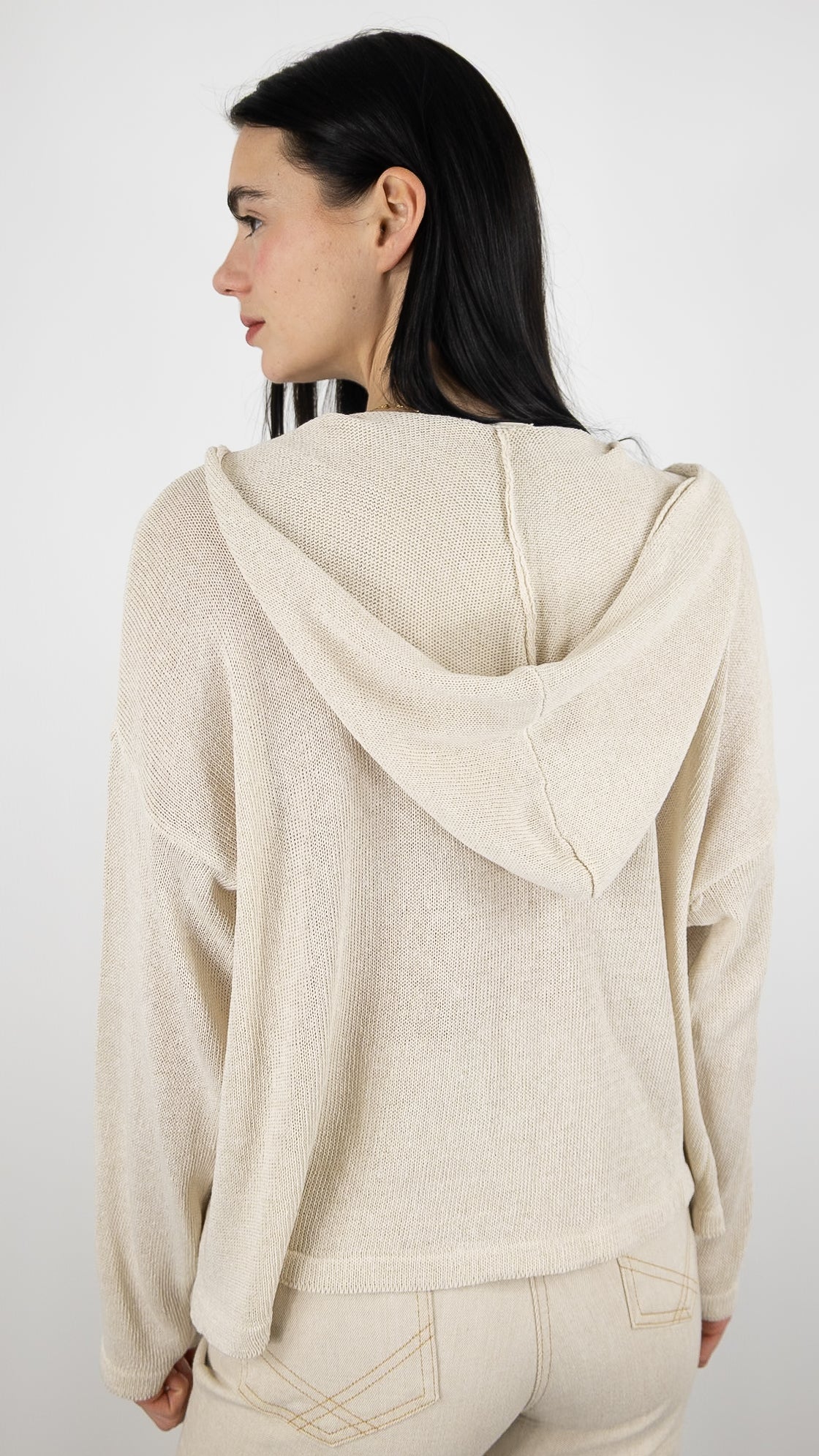 GILET A CAPUCHE EN COTON ALEXANDRE LAURENT M8222#COLOR_BEIGE