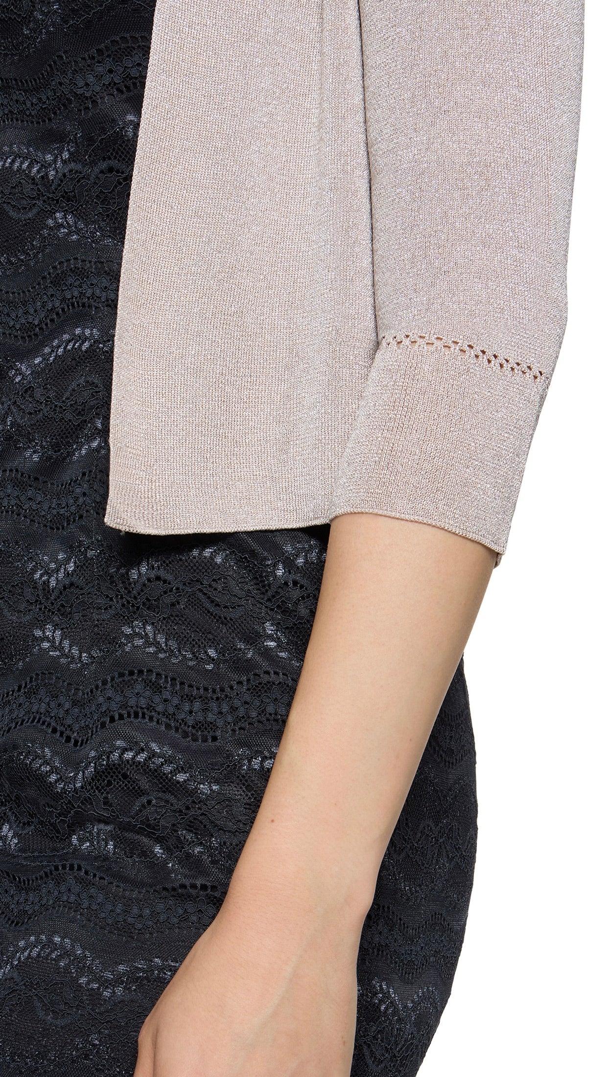 BOLERO VESTE EN MAILLE LUREX BEIGE VERA MONT 0225/4818