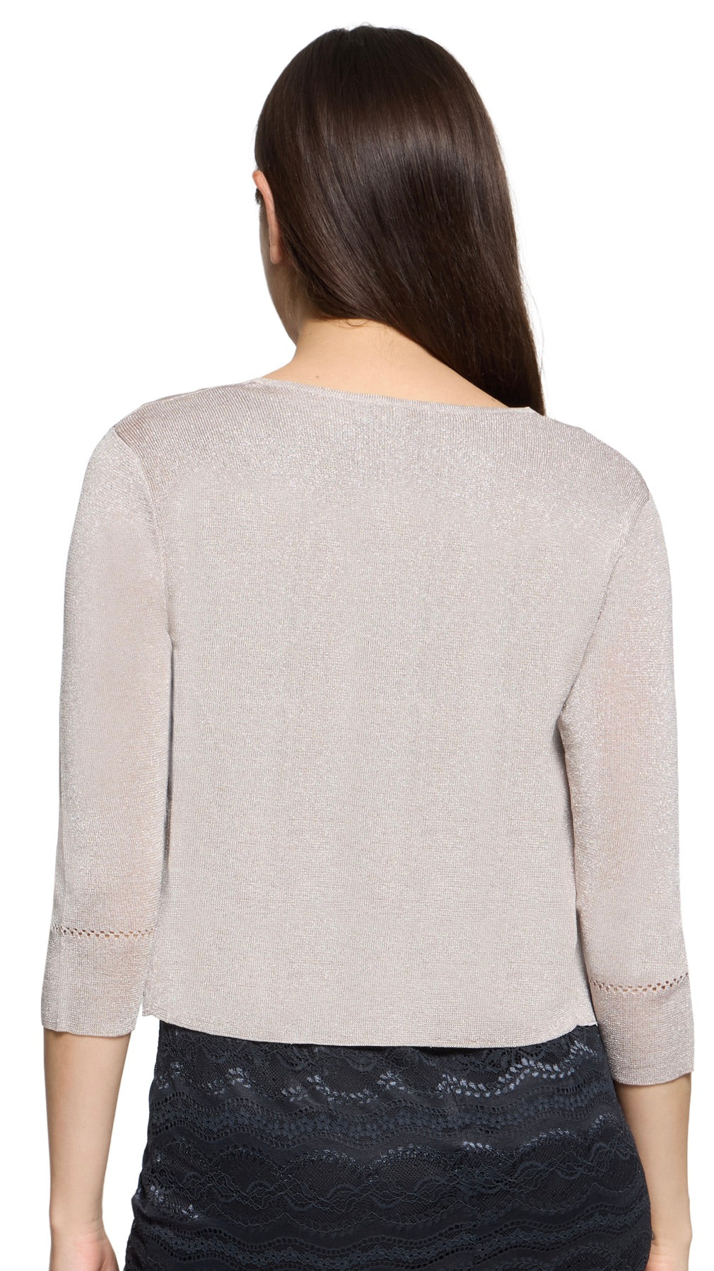 BOLERO VESTE EN MAILLE LUREX BEIGE VERA MONT 0225/4818