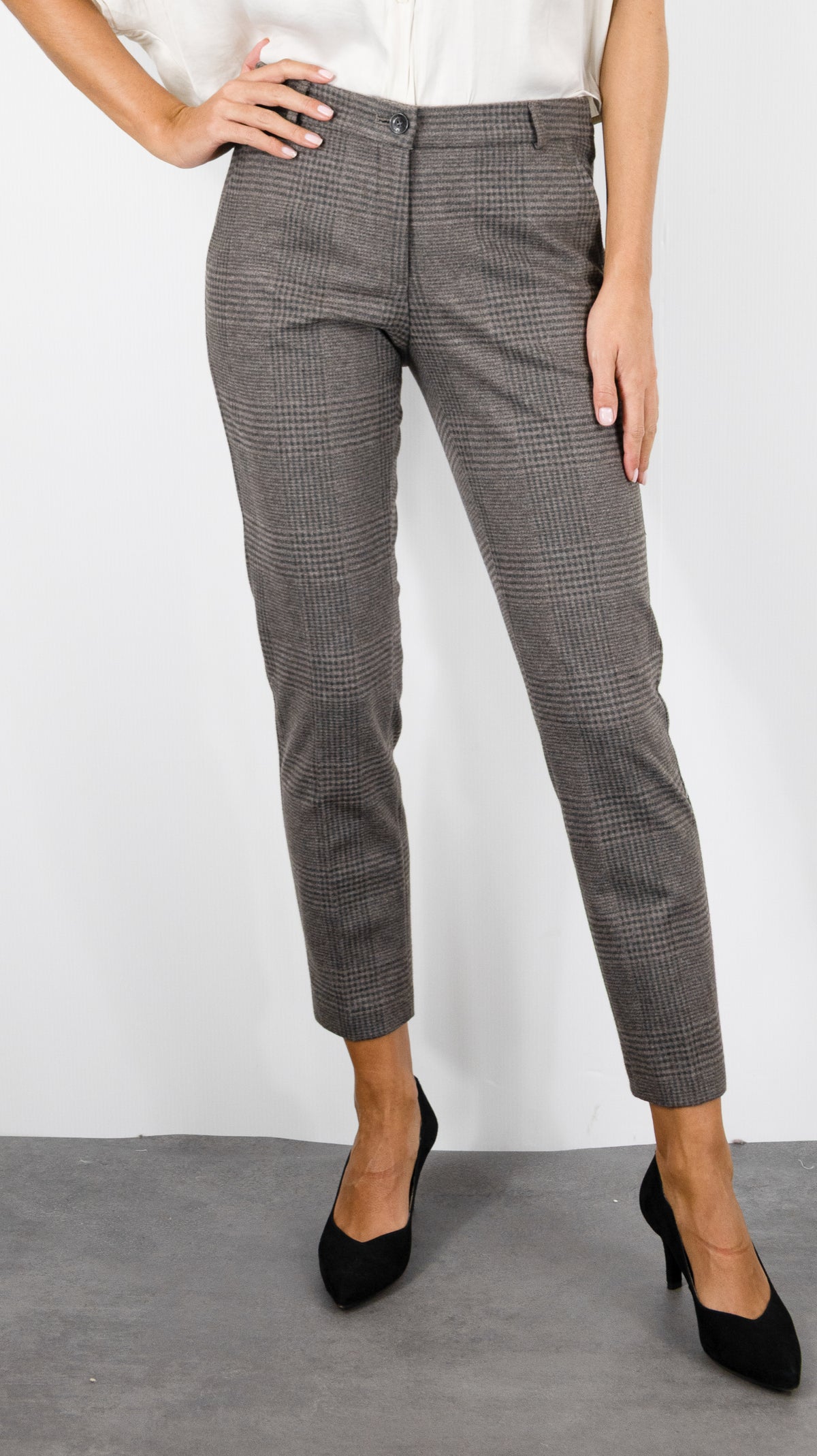 PANTALON PRINCE DE GALLES TAUPE POUR FEMME BRAX 09-5193 MARON