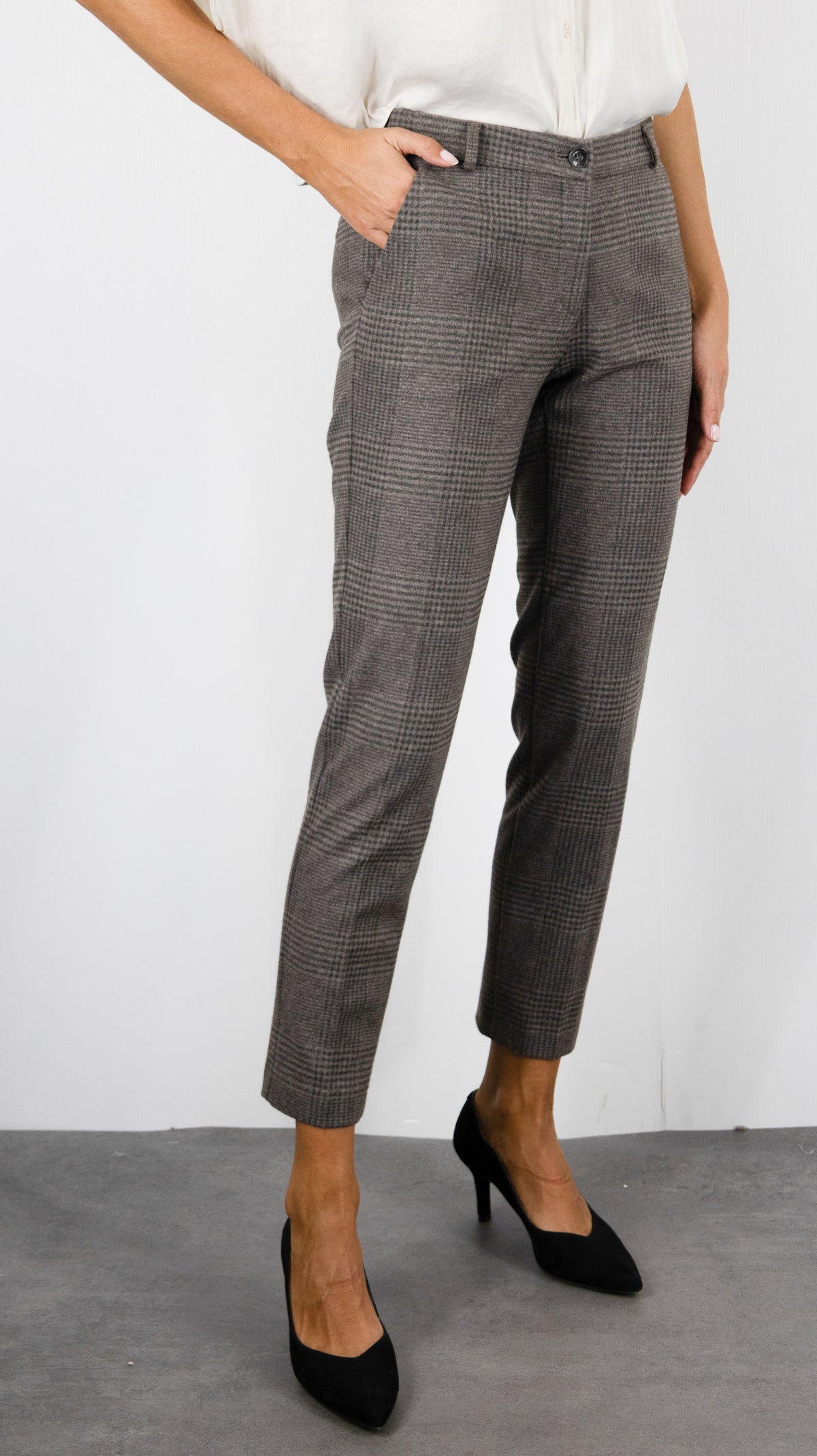 PANTALON PRINCE DE GALLES TAUPE POUR FEMME BRAX 09-5193 MARON