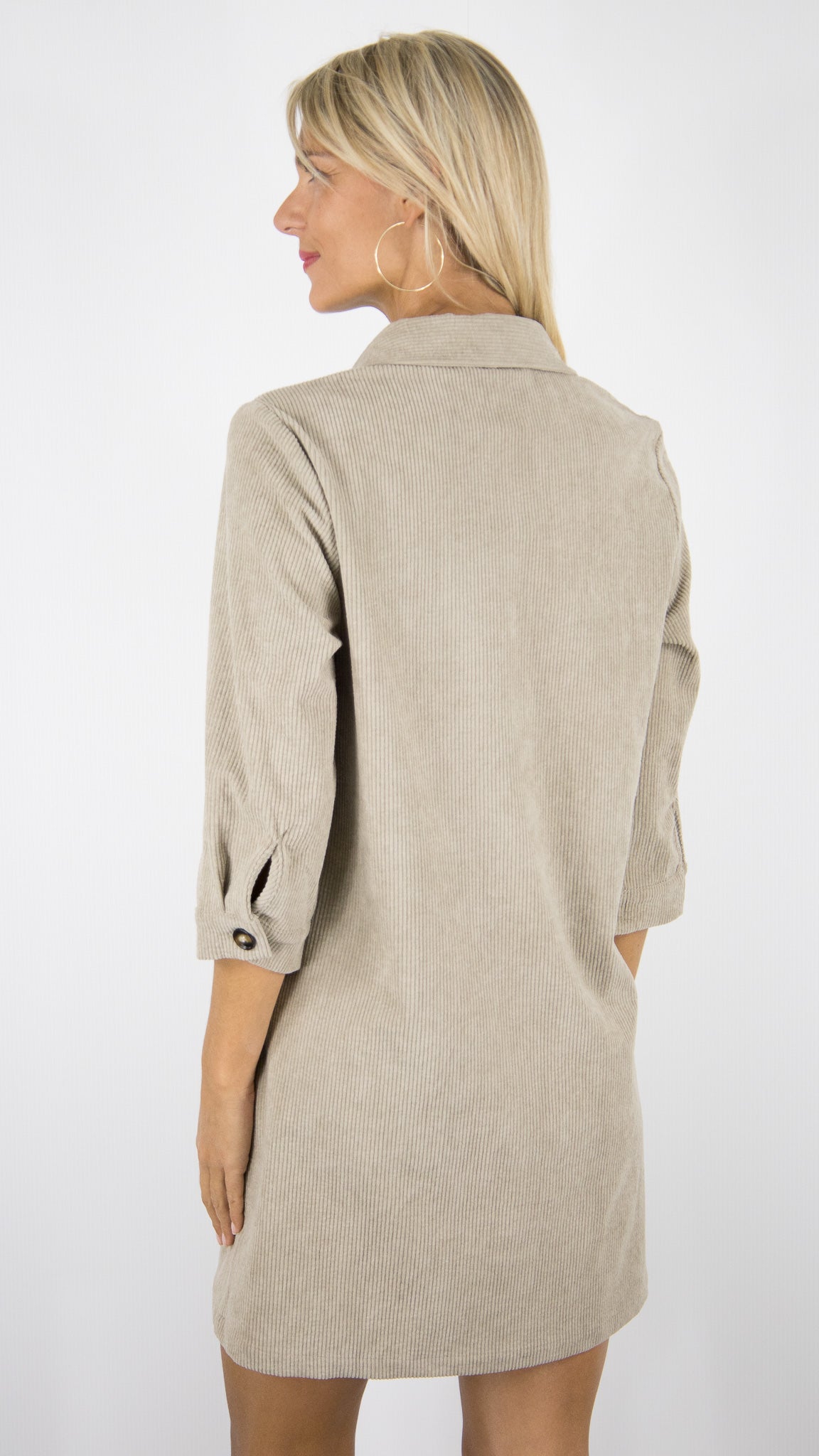 ROBE CHEMISE EN VELOURS YCOO 10485B#COLOR_TAUPE