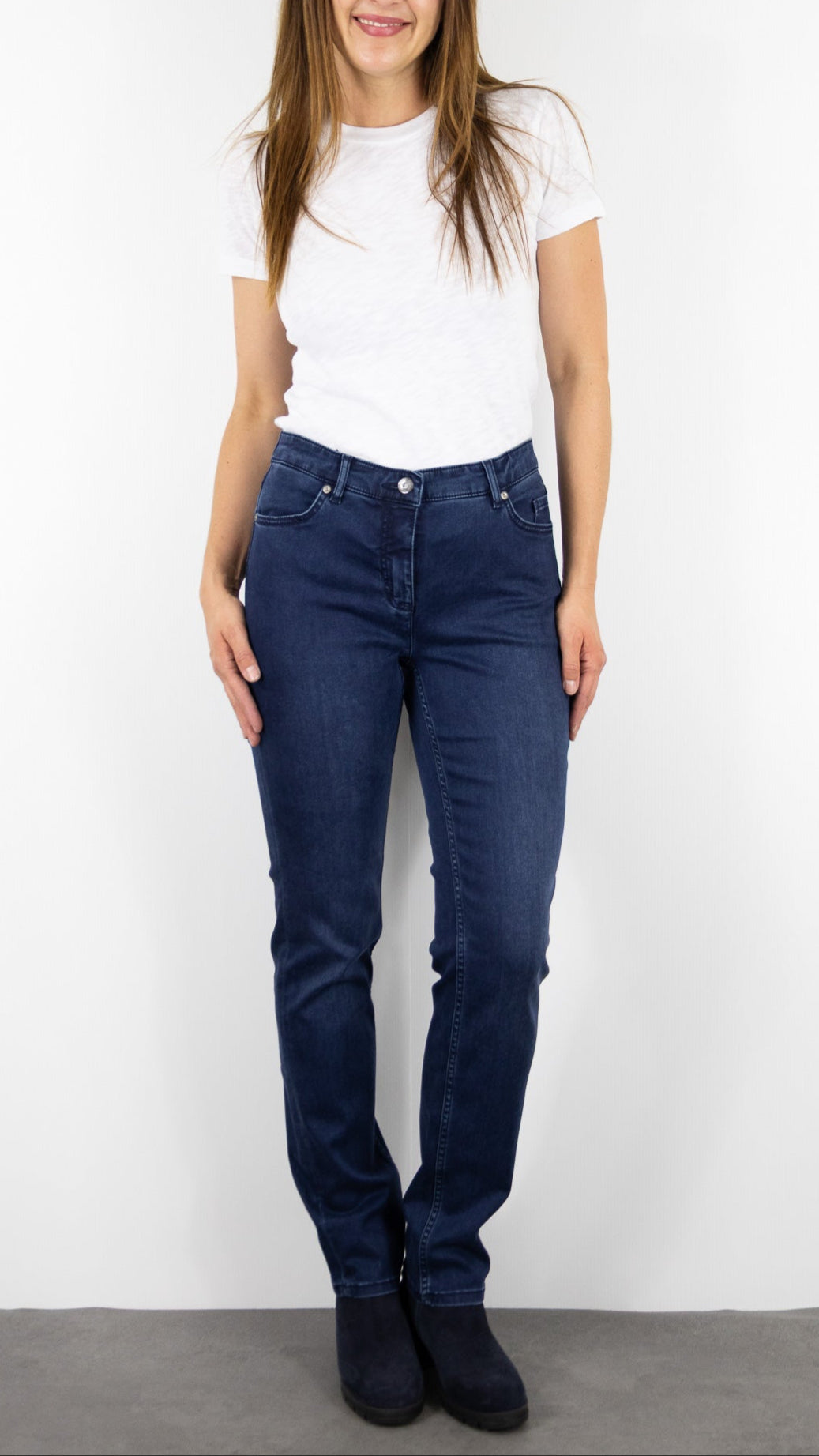 JEANS DROIT FEMME TONI PERFECT SHAPE 11-45 1106-0#COLOR_592/DARK BLUE