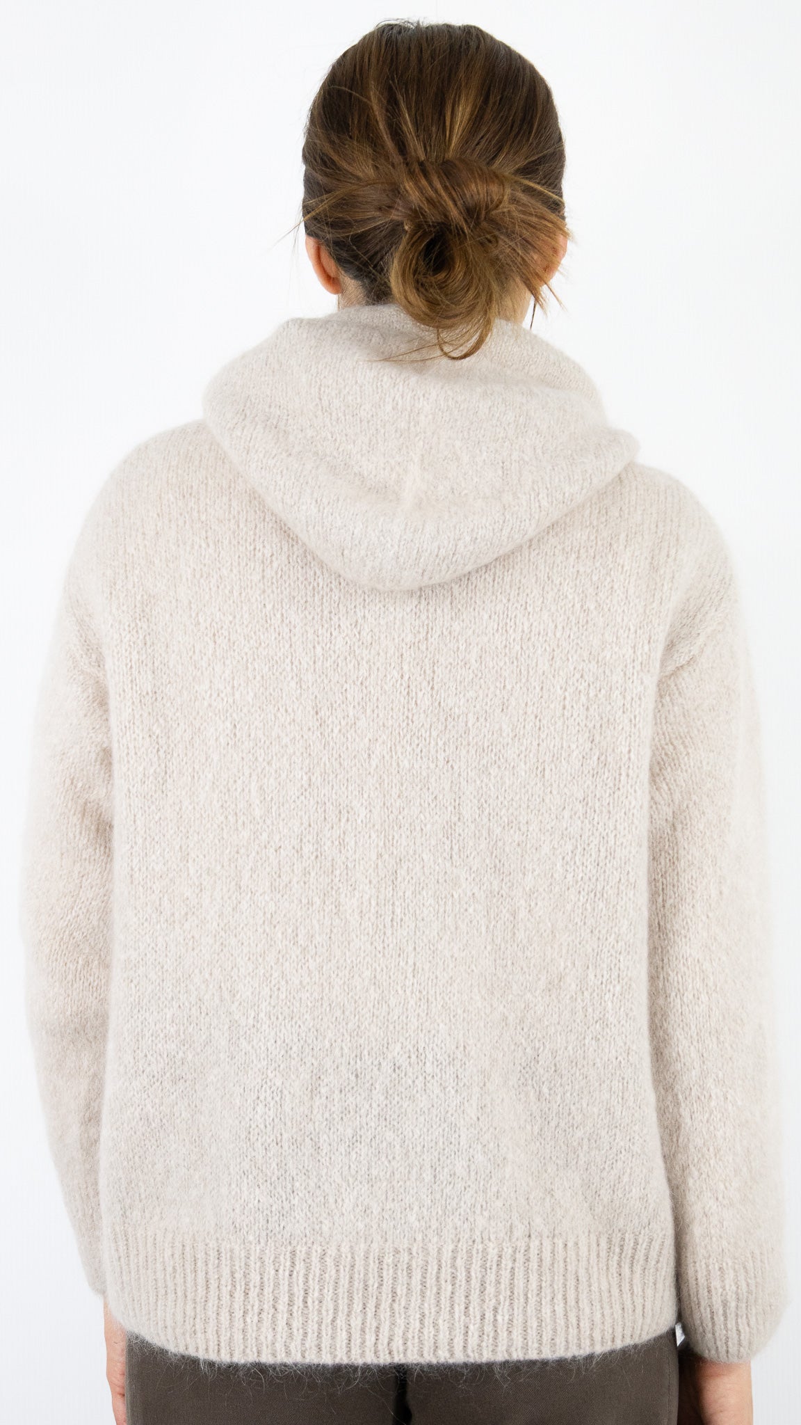 PULL SWEAT A CAPUCHE EN MOHAIR BEIGE NAIS 11031