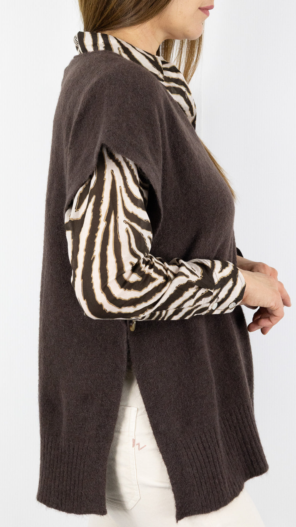 PULL PONCHO COL V CHOCO POUR FEMME  LUK AP 11252