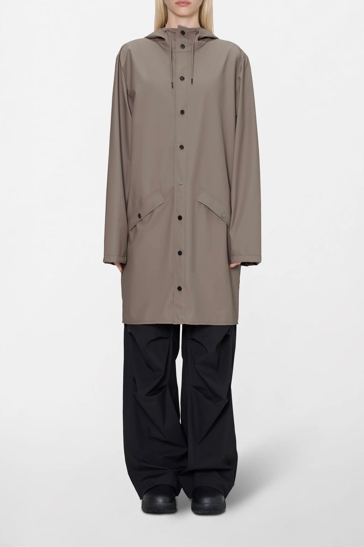 PARKA LONGUE A CAPUCHE IMPERMEABLE POUR FEMME RAINS 12020 PARKA LONG JACKET#COLOR_173/CINDER TAUPE