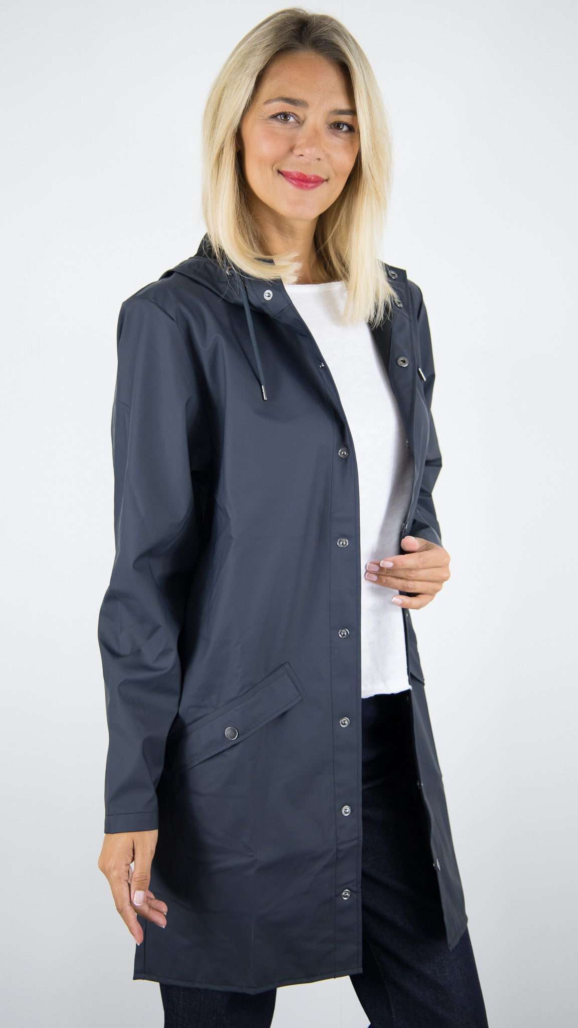 PARKA LONGUE A CAPUCHE RAINS 12020 LONG JACKET#COLOR_47/NAVY