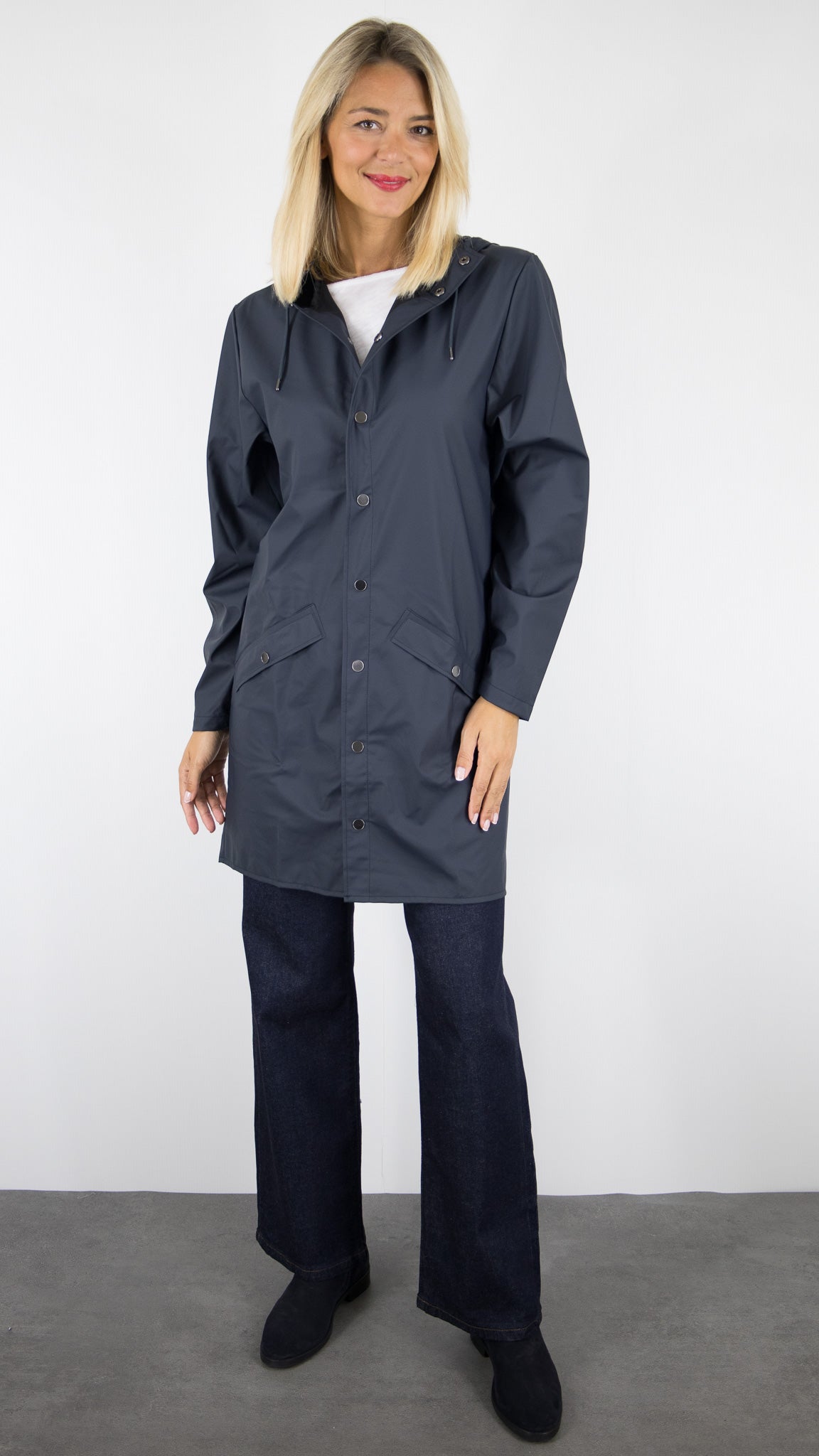 PARKA LONGUE A CAPUCHE RAINS 12020 LONG JACKET#COLOR_47/NAVY