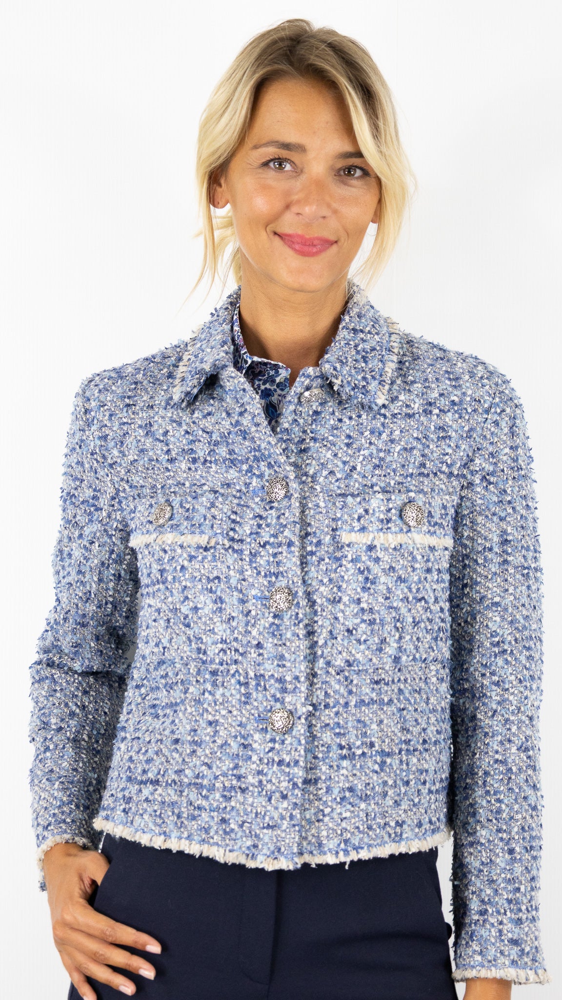 VESTE COURTE CHINEE FEMME ROFA 131895 1238#COLOR_070/CIEL
