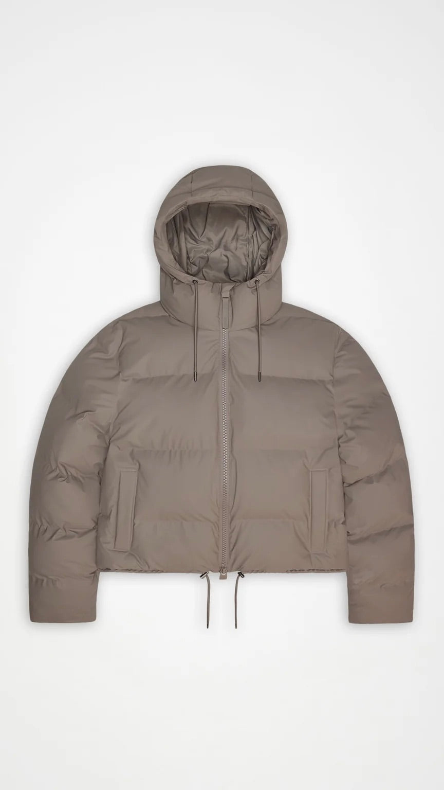 DOUDOUNE COURTE A CAPUCHE POUR FEMME RAINS 15150 ALTA SHORT PUFFER CINDER TAUPE