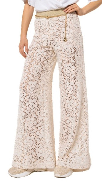 PANTALON LARGE EN CROCHET ECRU CAROLINE BISS 1548