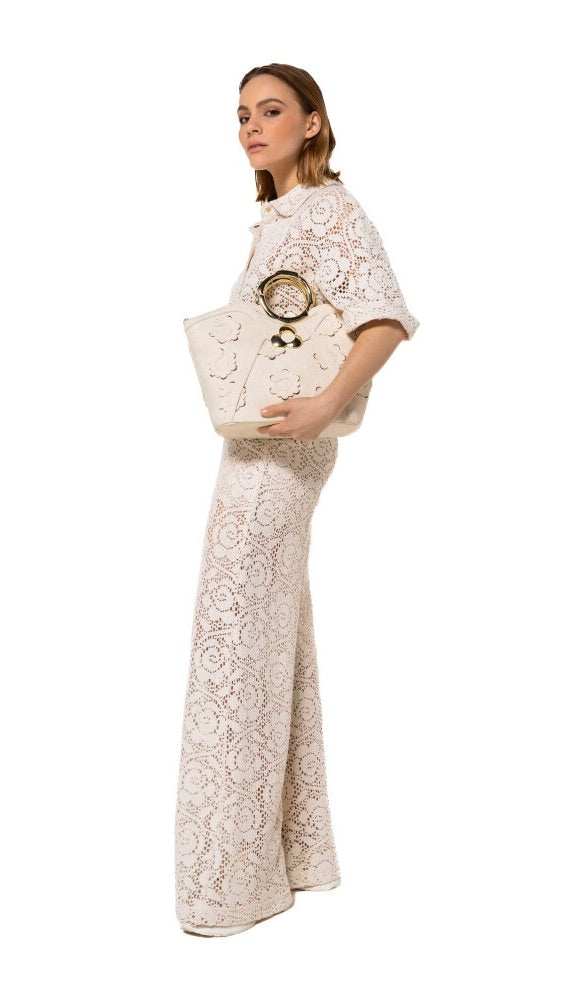 PANTALON LARGE EN CROCHET ECRU CAROLINE BISS 1548