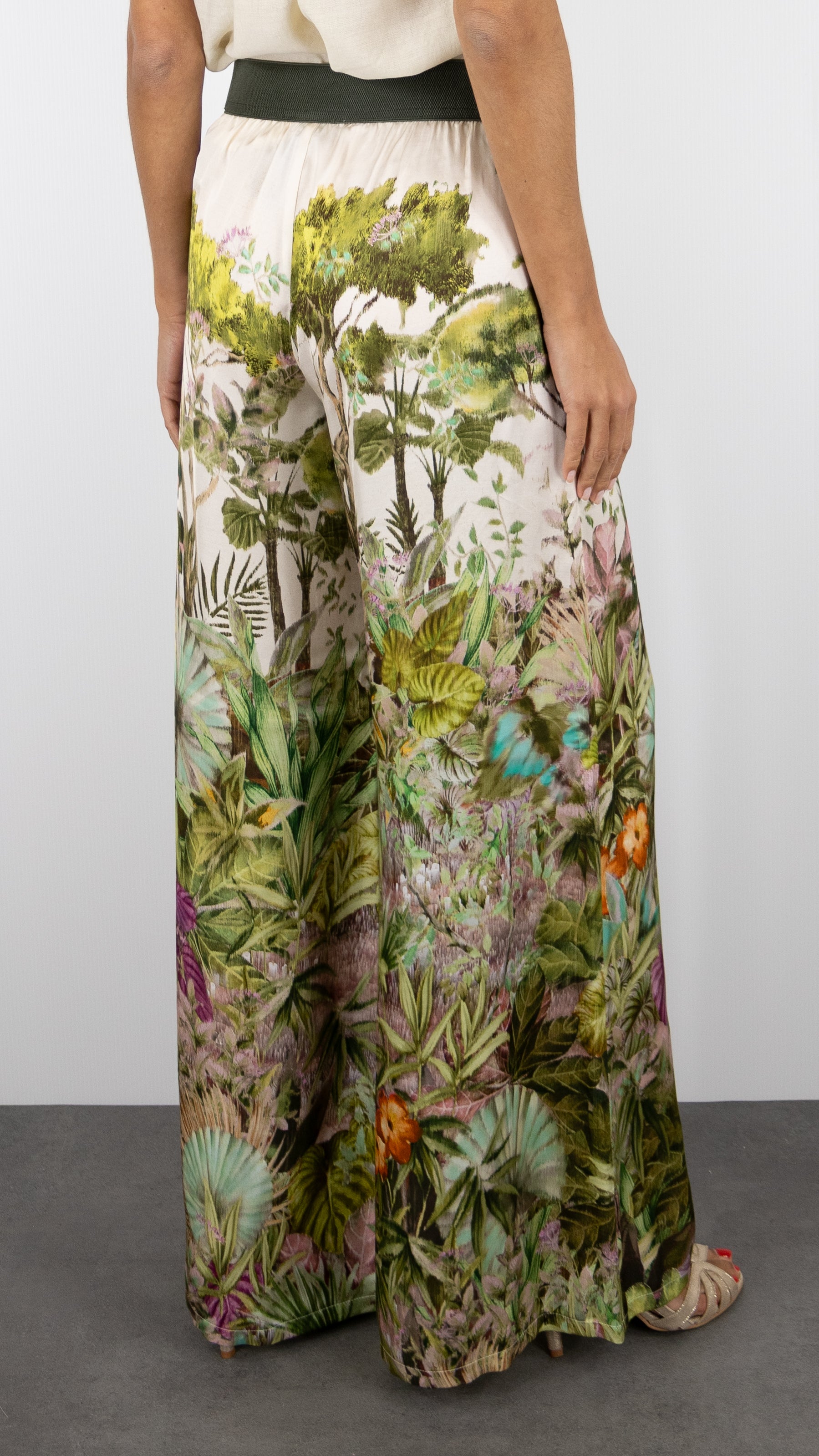 PANTALON IMPRIME FLORAL VERT CAROLINE BISS 1562