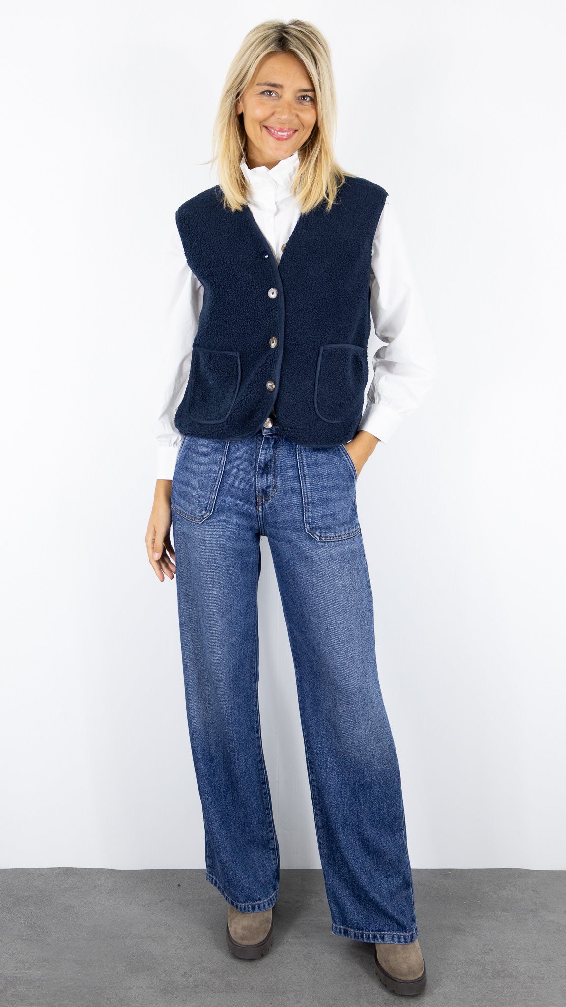 GILET SANS MANCHES MOUTON 15G488 SEASON#color_MARINE