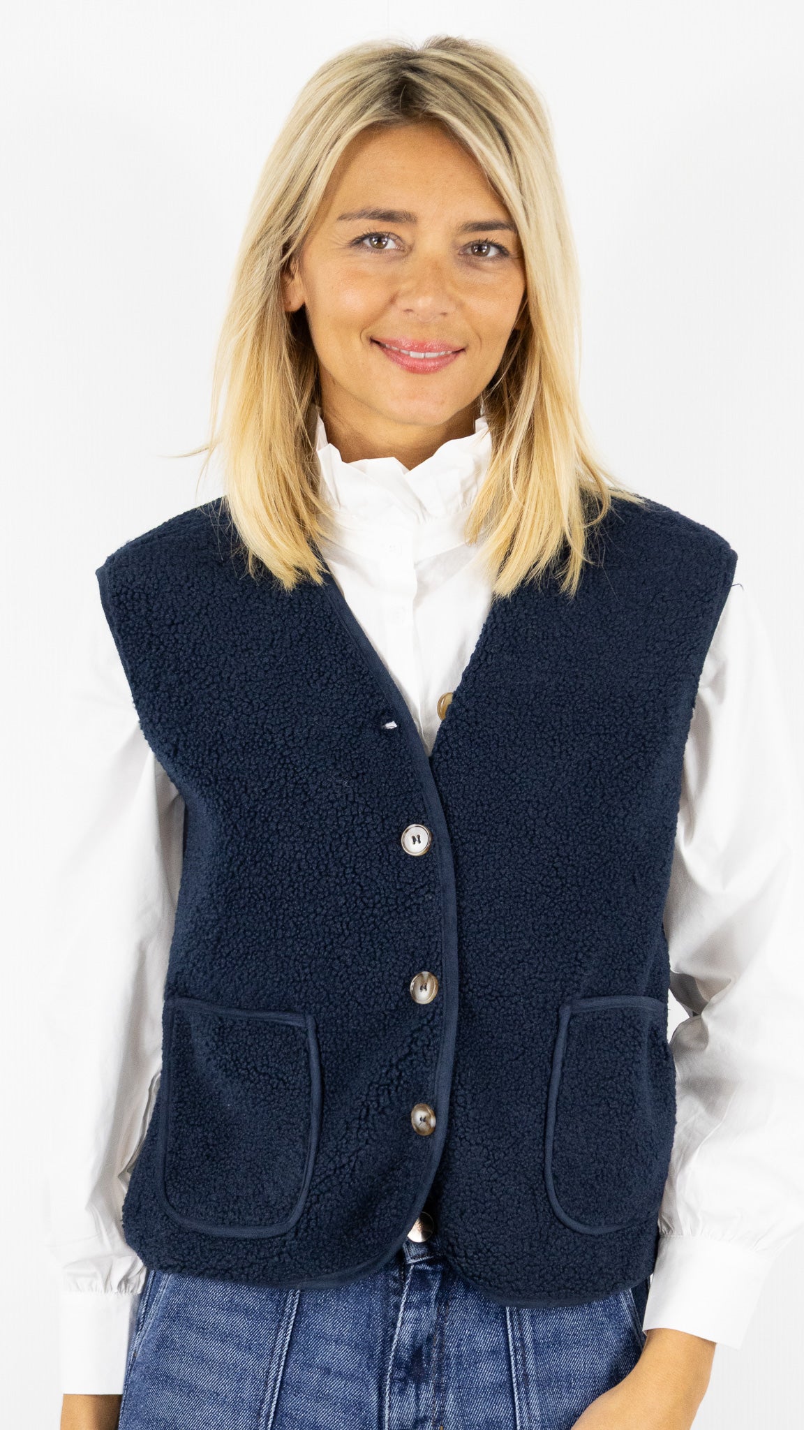 GILET SANS MANCHES MOUTON 15G488 SEASON#color_MARINE