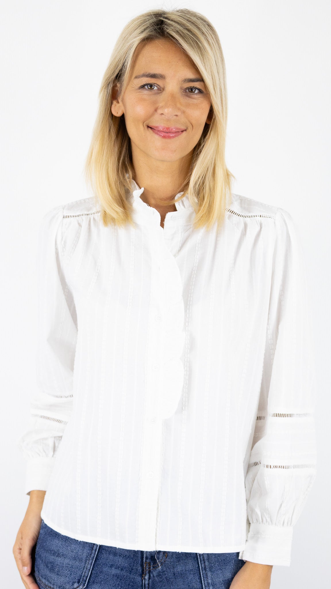 CHEMISIER VOLANTE BRODERIE 15H002 SEASON ECRU