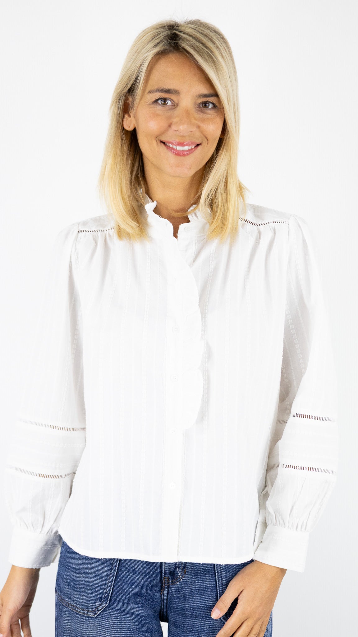 CHEMISIER VOLANTE BRODERIE 15H002 SEASON ECRU