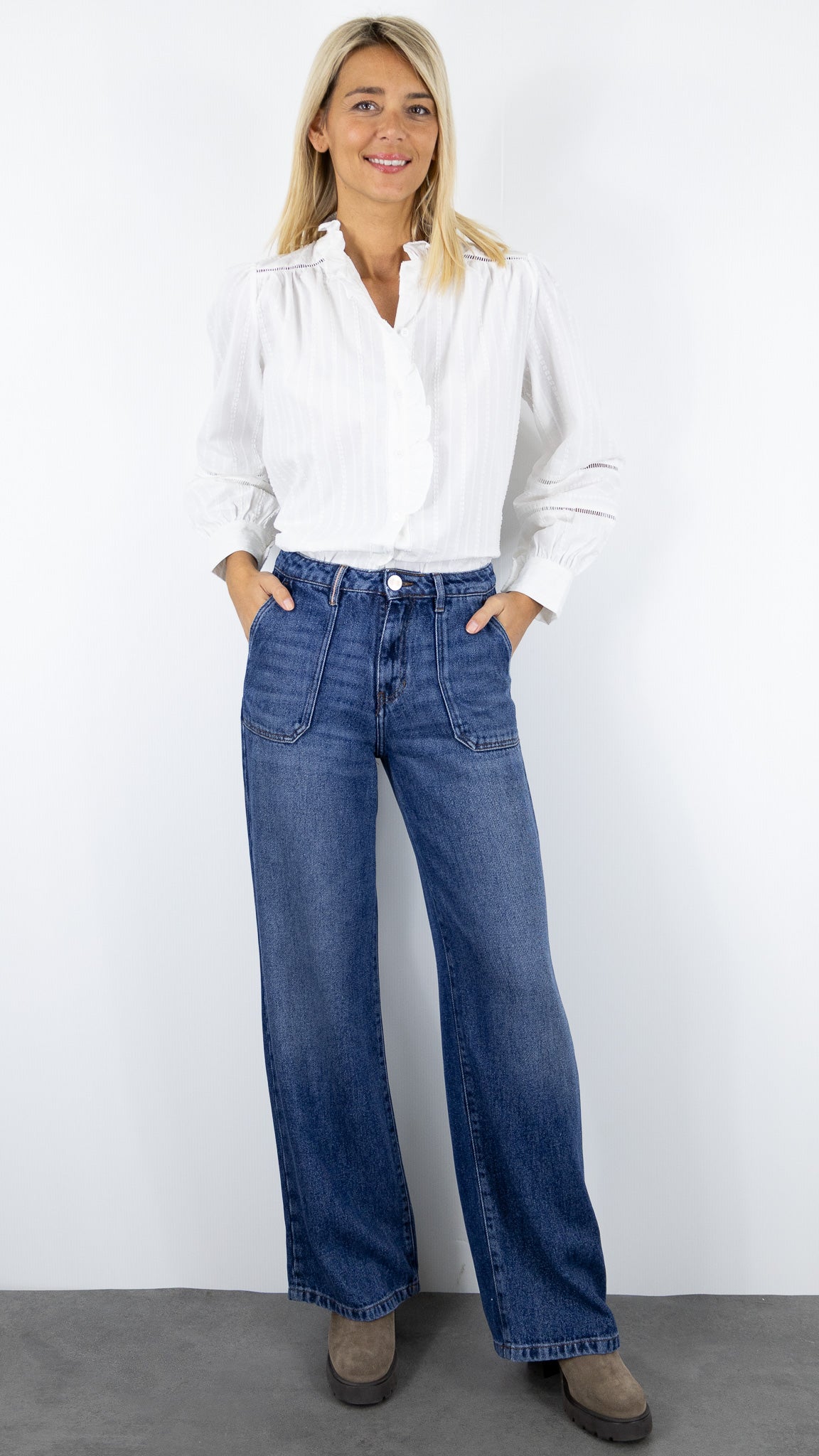 CHEMISIER VOLANTE BRODERIE 15H002 SEASON ECRU