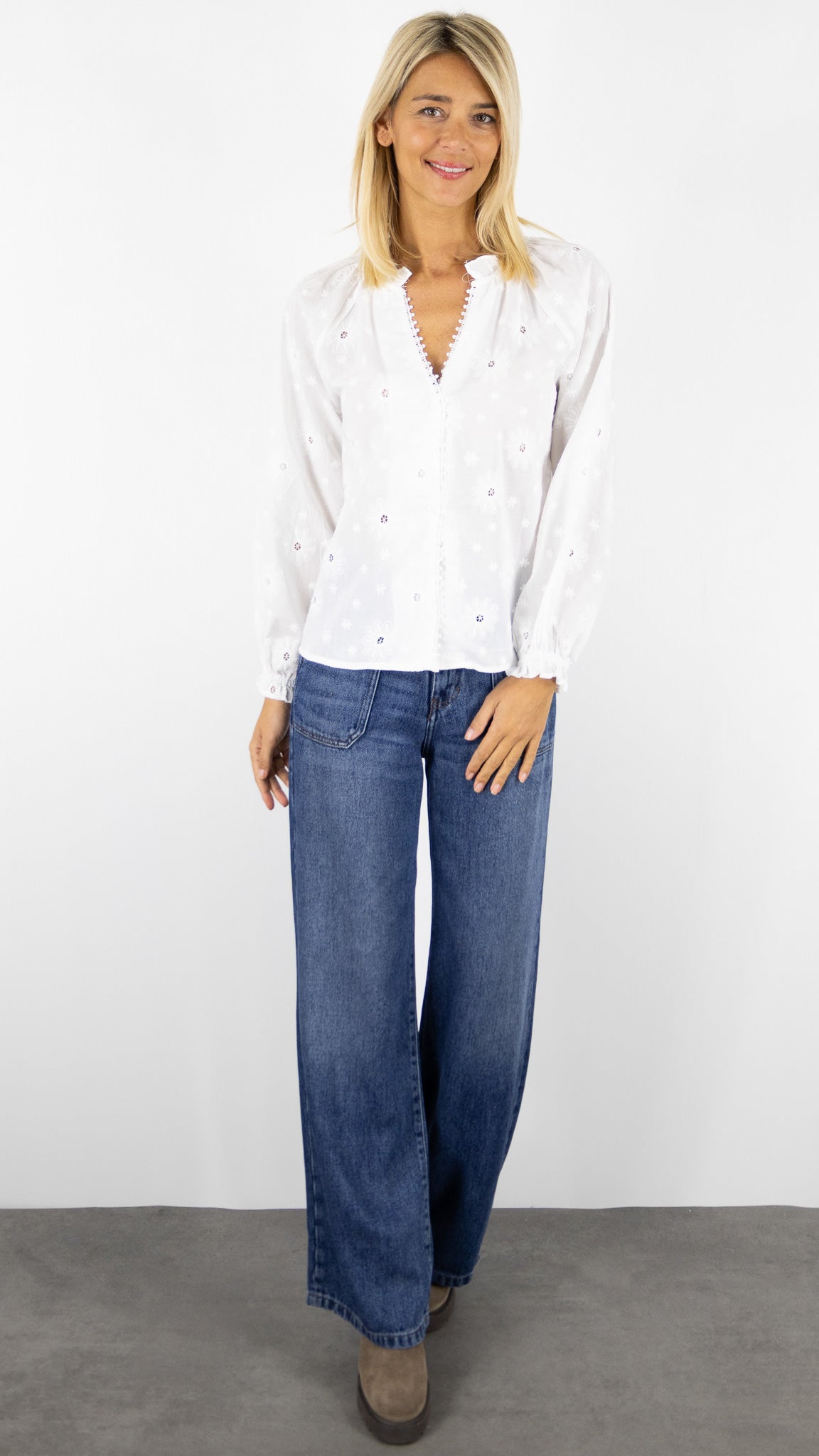 CHEMISE BRODERIE FLEURS COL VOLANTE 15H17 SEASON#color_ECRU