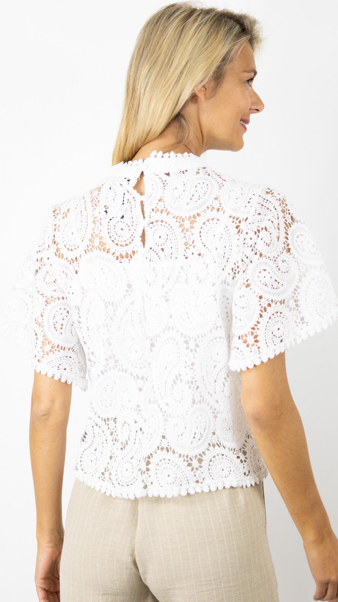 TOP MANCHES COURTES BRODE ELLI WHITE 16080LT#COLOR_BLANC