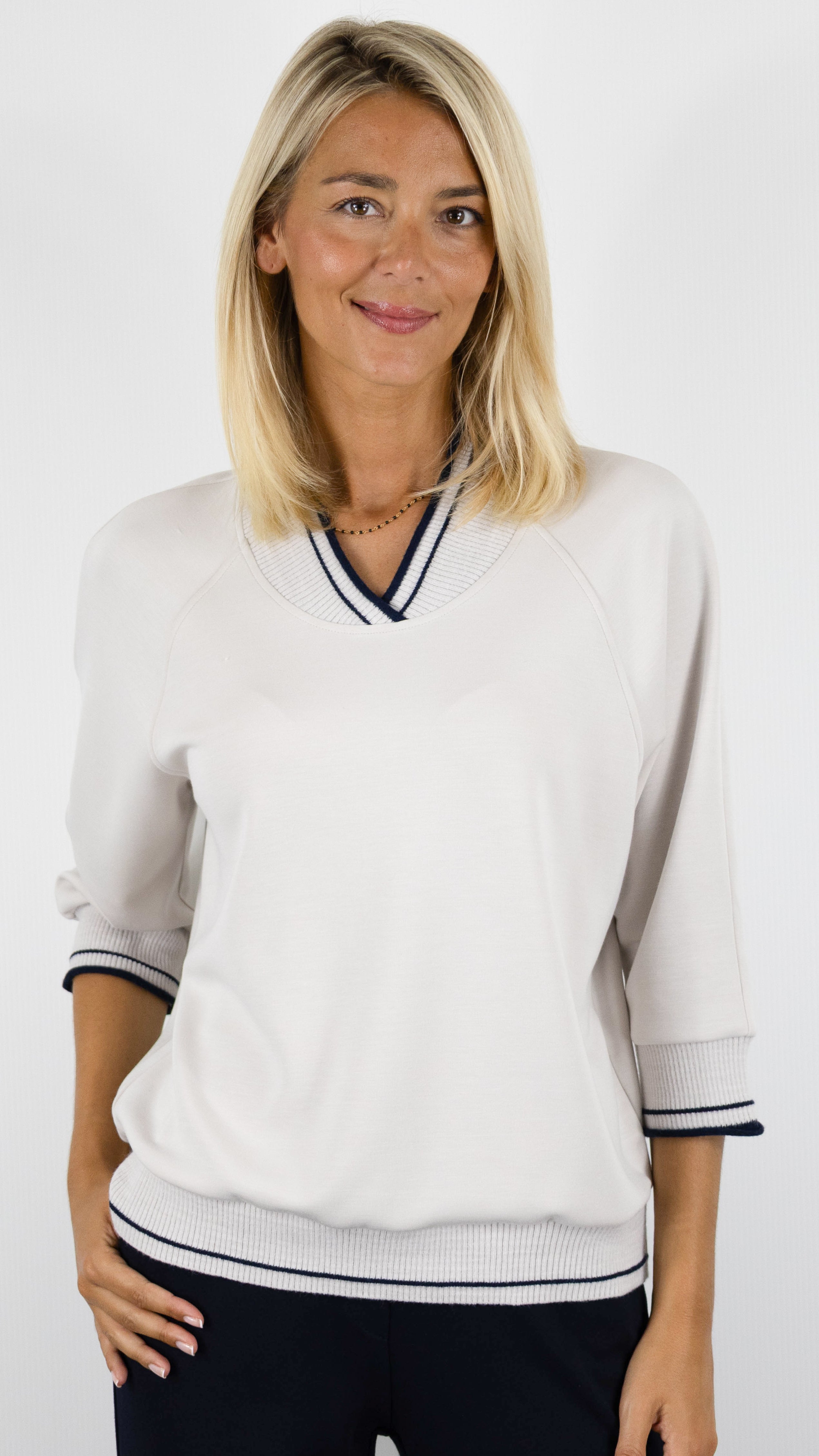SWEAT GANSE MANCHES 3/4 POUR FEMME GREIGE LEBEK 16241062