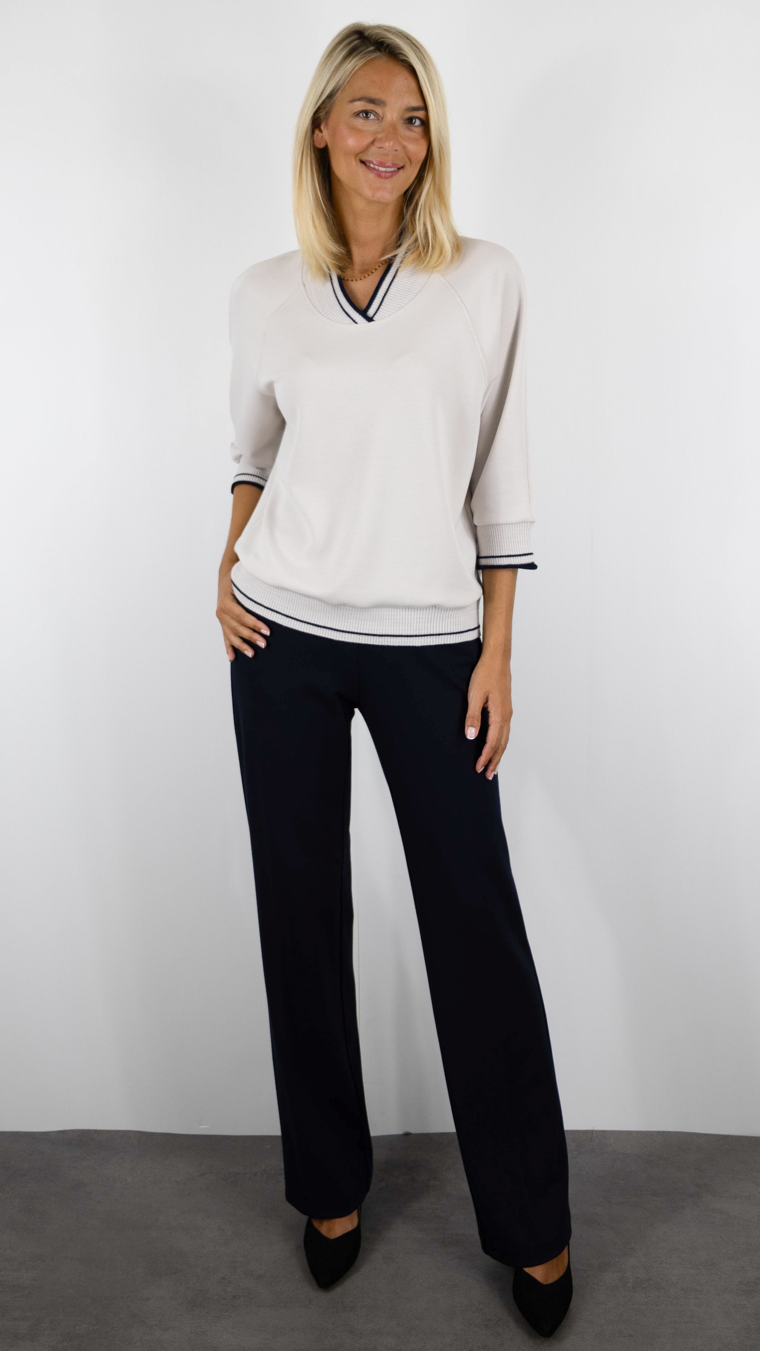 SWEAT GANSE MANCHES 3/4 POUR FEMME GREIGE LEBEK 16241062